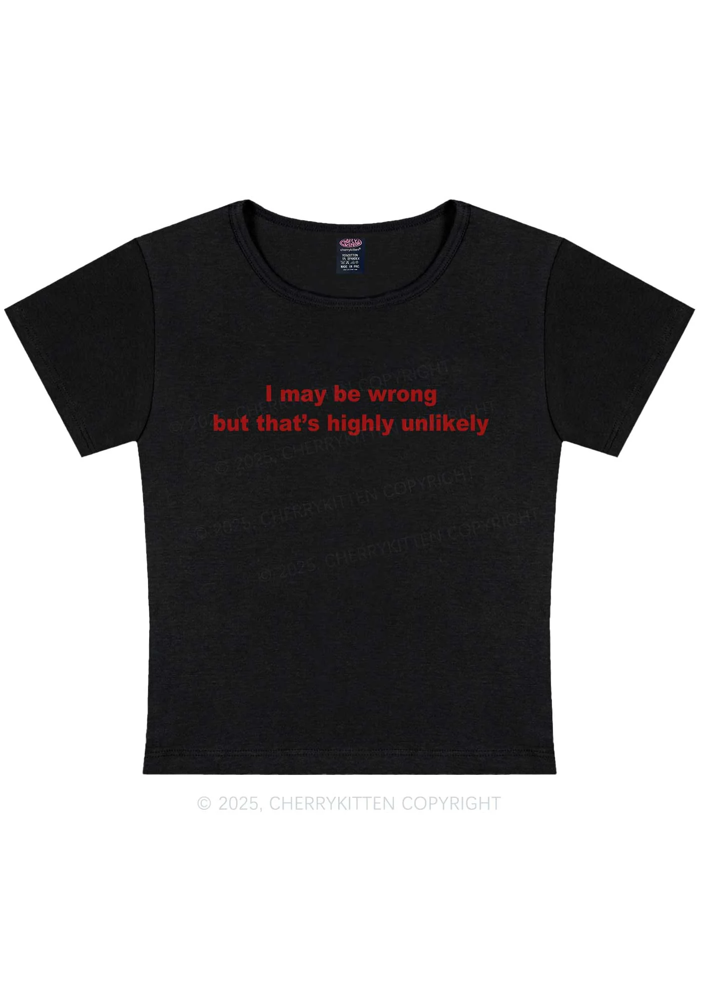 Highly Unlikely Y2K Baby Tee Cherrykitten - Image 6