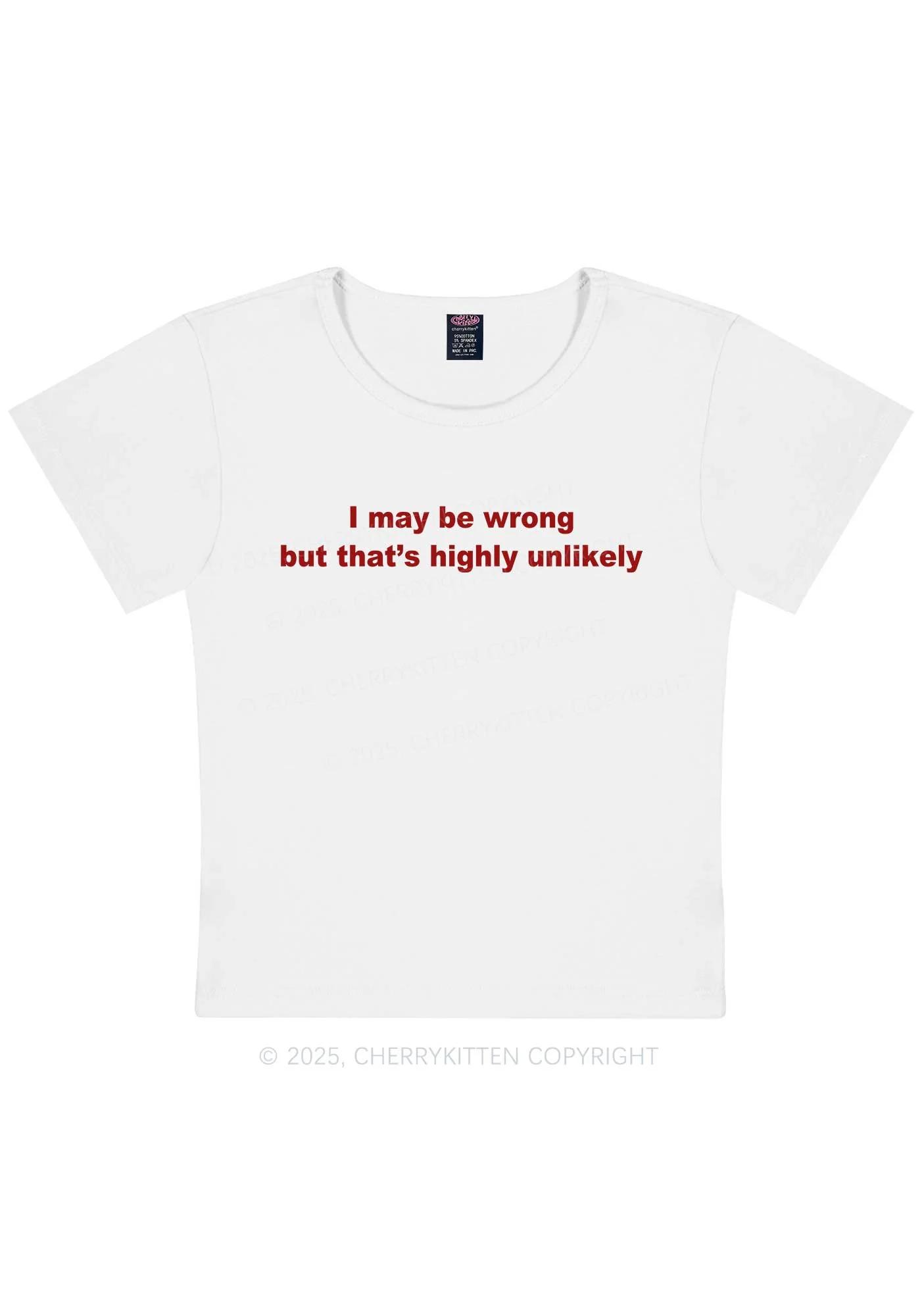 Highly Unlikely Y2K Baby Tee Cherrykitten - Image 7