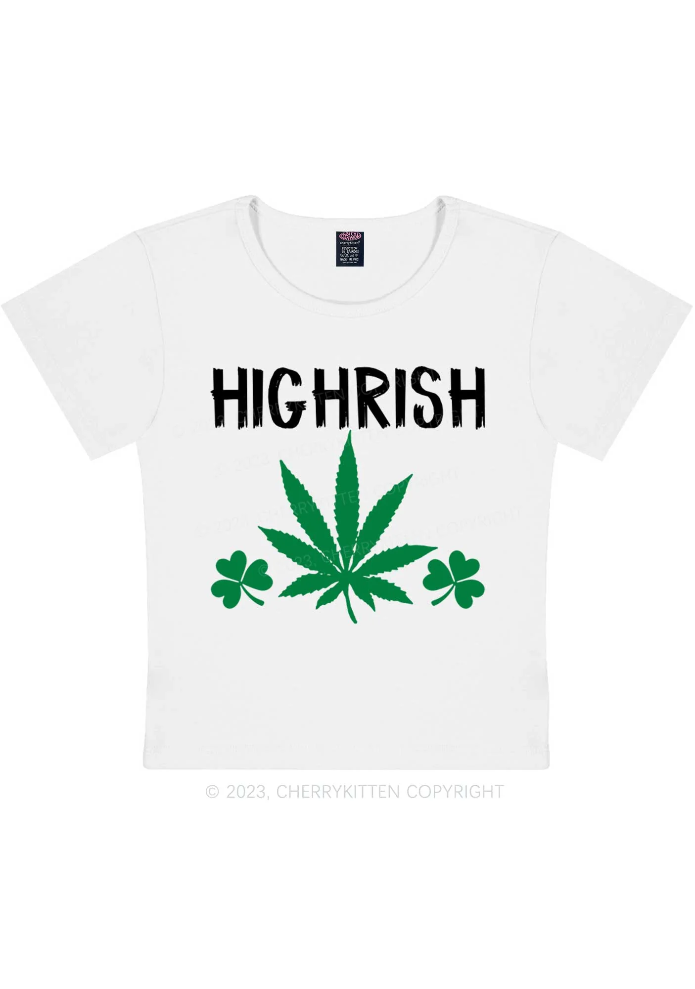 Highrish St Patricks Y2K Baby Tee Cherrykitten - Image 4