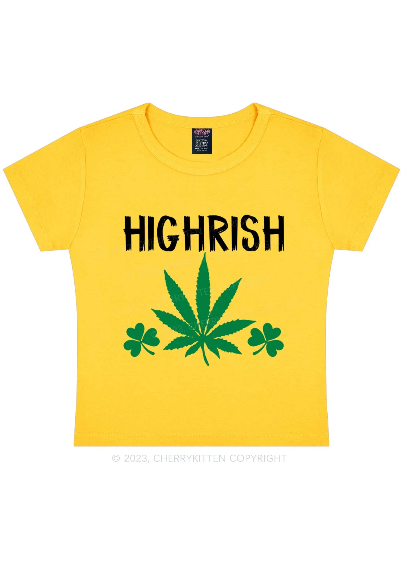 Highrish St Patricks Y2K Baby Tee Cherrykitten - Image 5