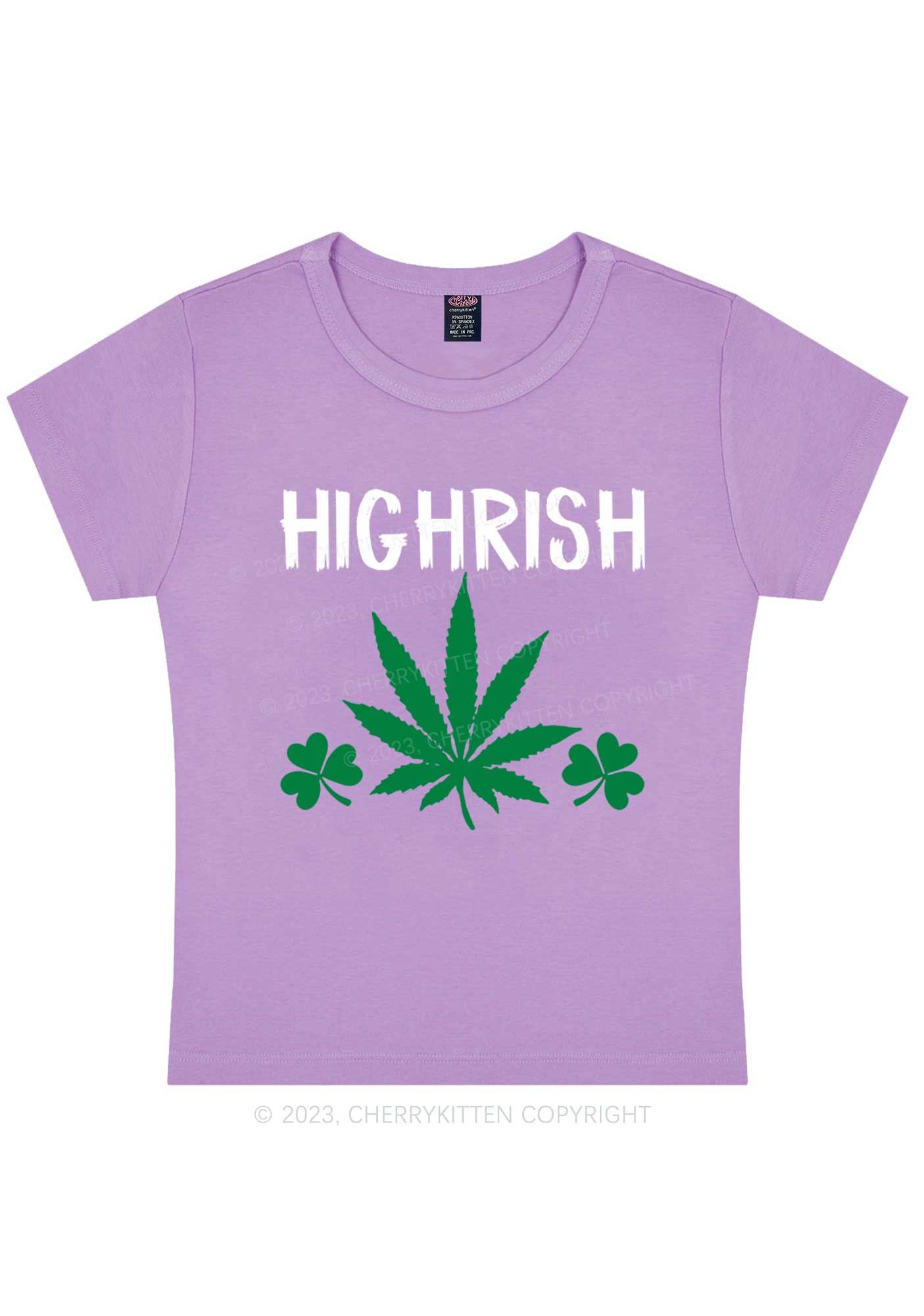 Highrish St Patricks Y2K Baby Tee Cherrykitten - Image 6