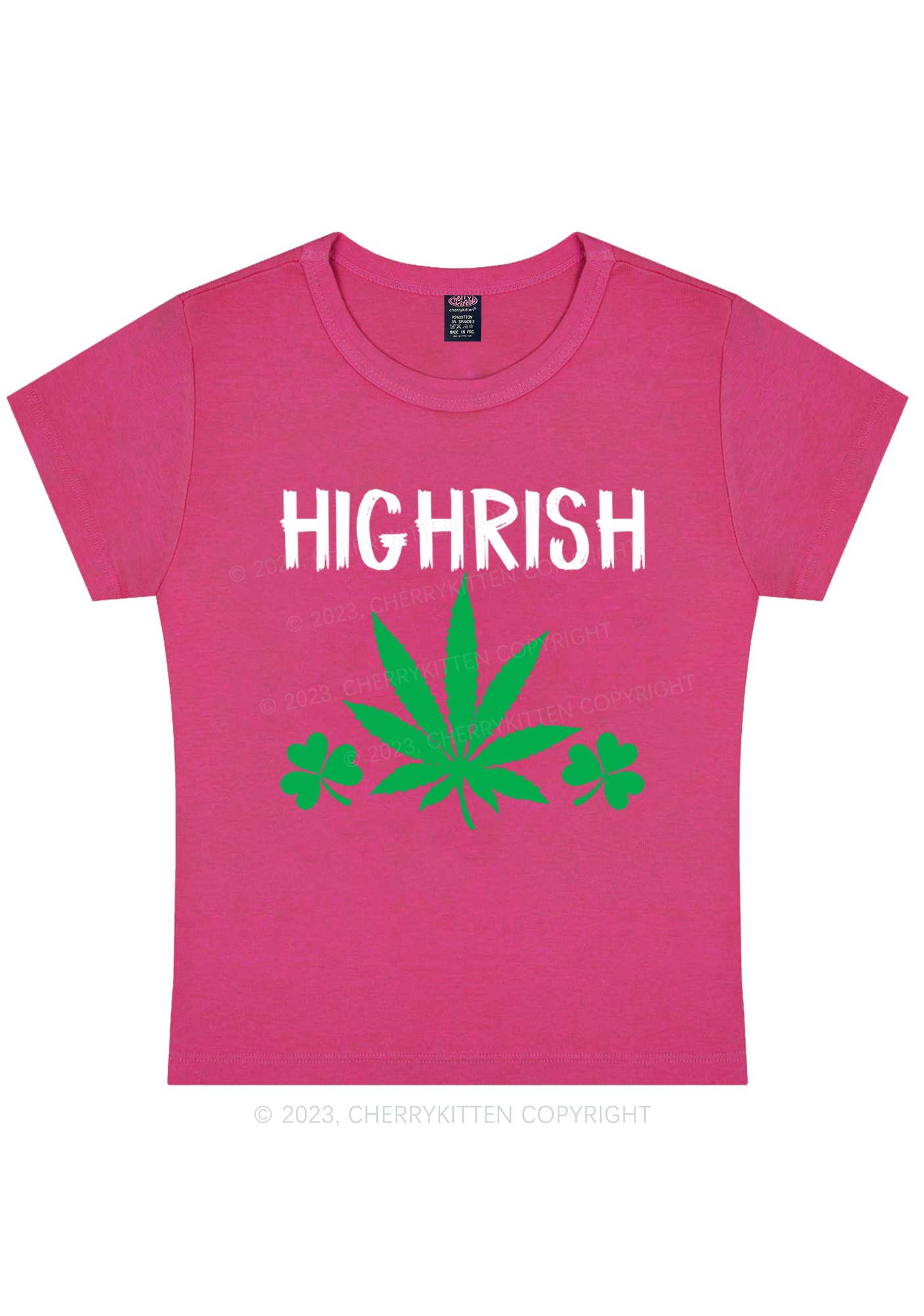 Highrish St Patricks Y2K Baby Tee Cherrykitten - Image 7