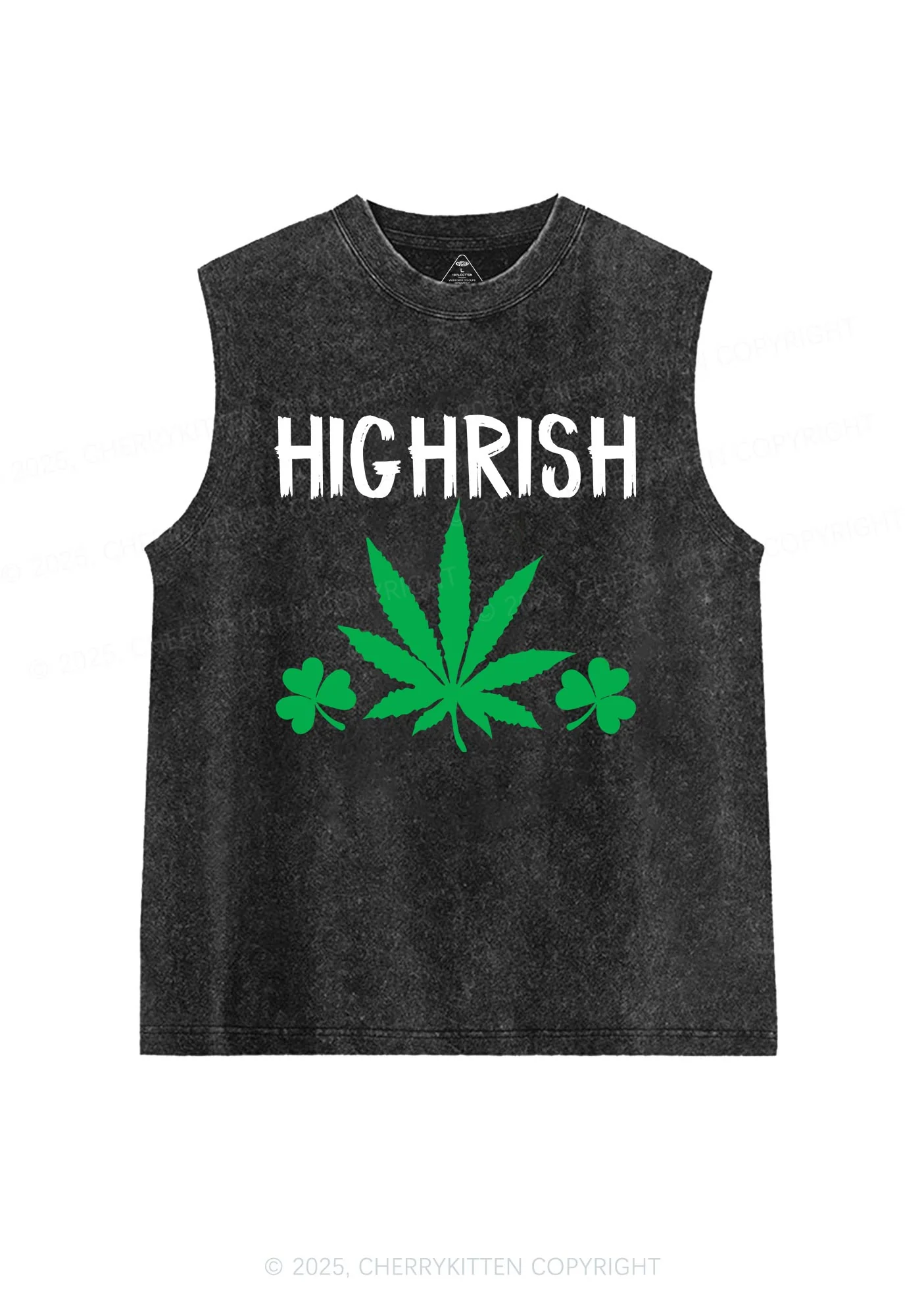 Highrish St Patricks Y2K Washed Tank Cherrykitten - Image 3