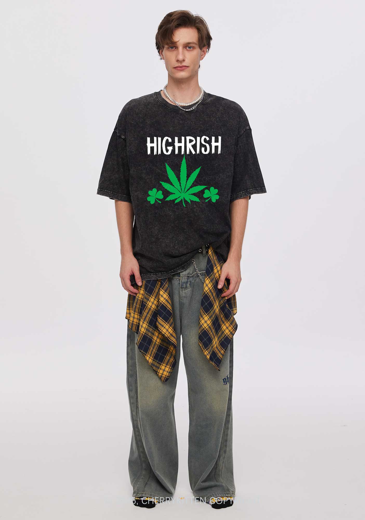 Highrish St Patricks Y2K Washed Tee Cherrykitten - Image 2