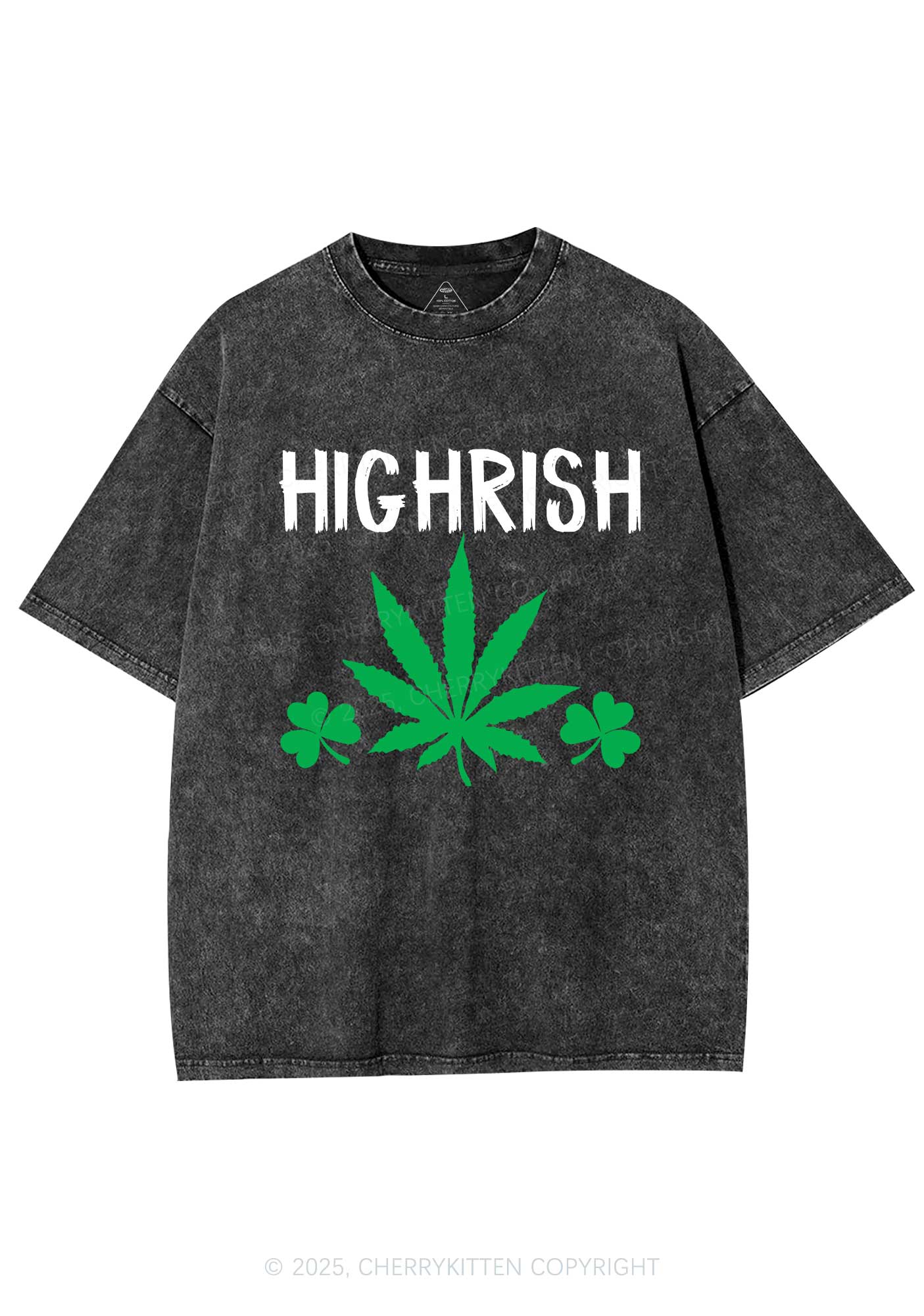 Highrish St Patricks Y2K Washed Tee Cherrykitten - Image 3