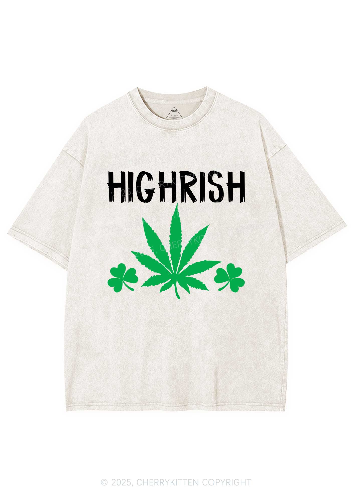 Highrish St Patricks Y2K Washed Tee Cherrykitten - Image 4