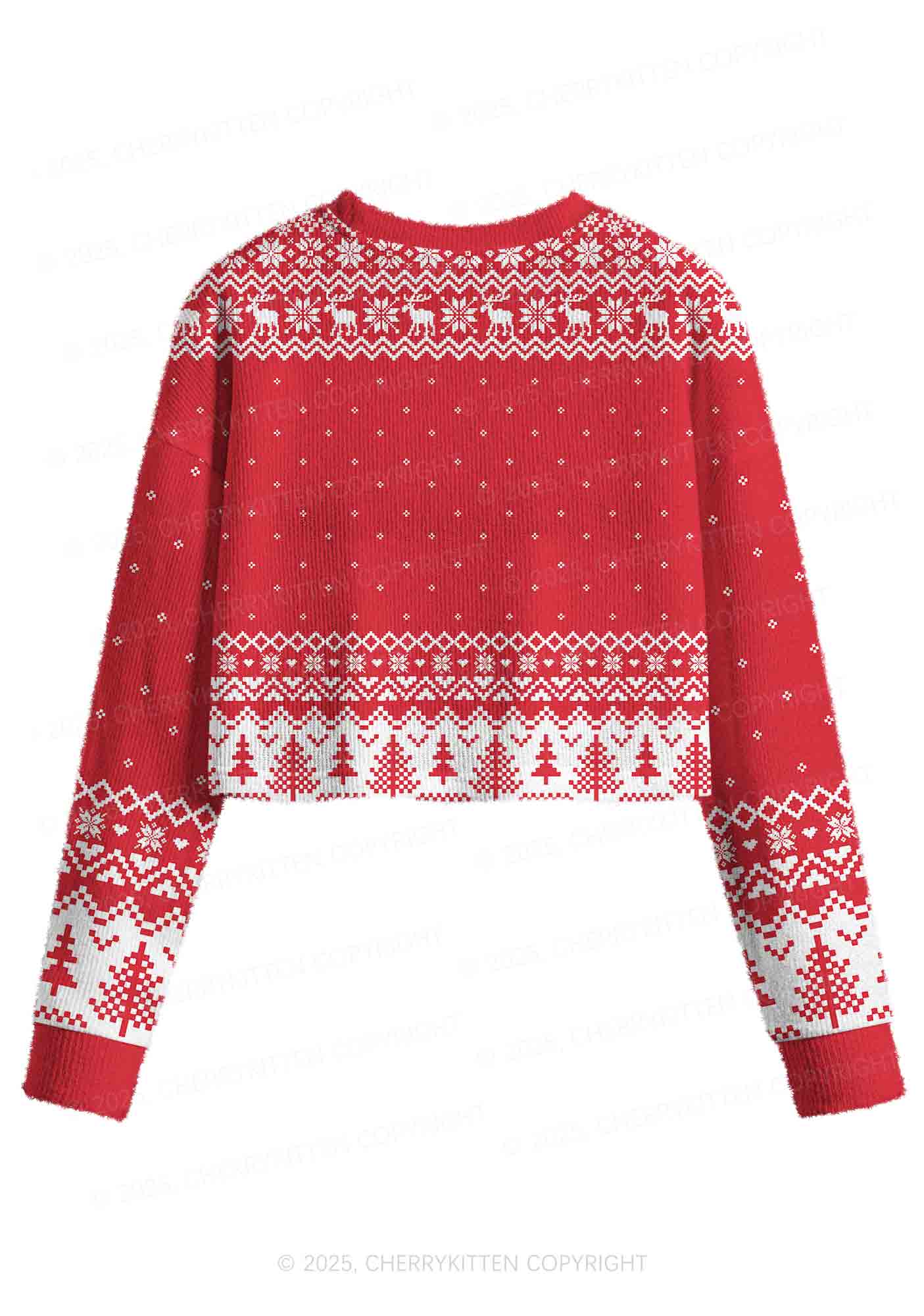 Hit Him Y2K Christmas Crop Knit Sweatshirt Cherrykitten - Image 2