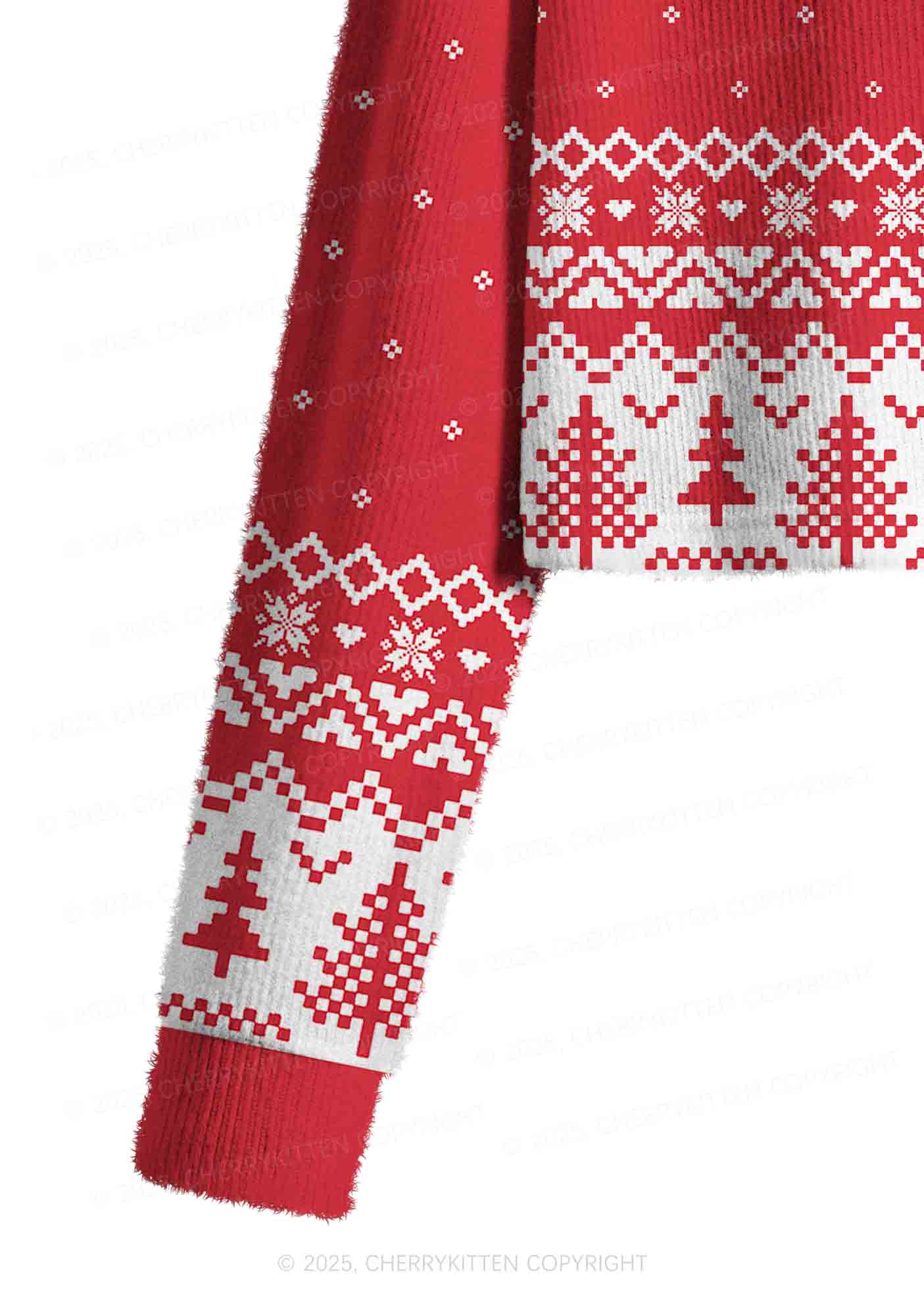 Hit Him Y2K Christmas Crop Knit Sweatshirt Cherrykitten - Image 5
