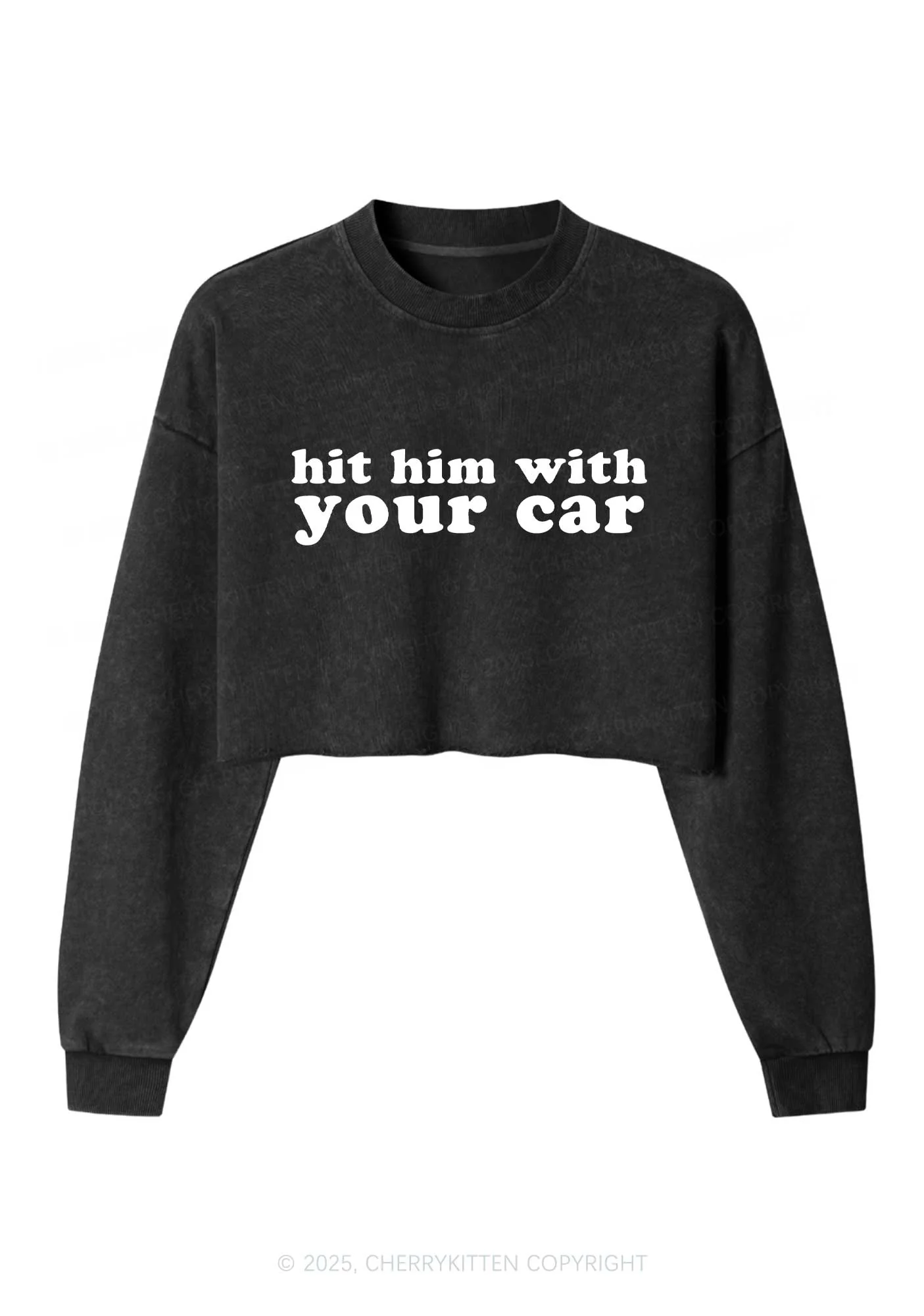 Hit Him Y2K Crop Washed Sweatshirts Cherrykitten - Image 3