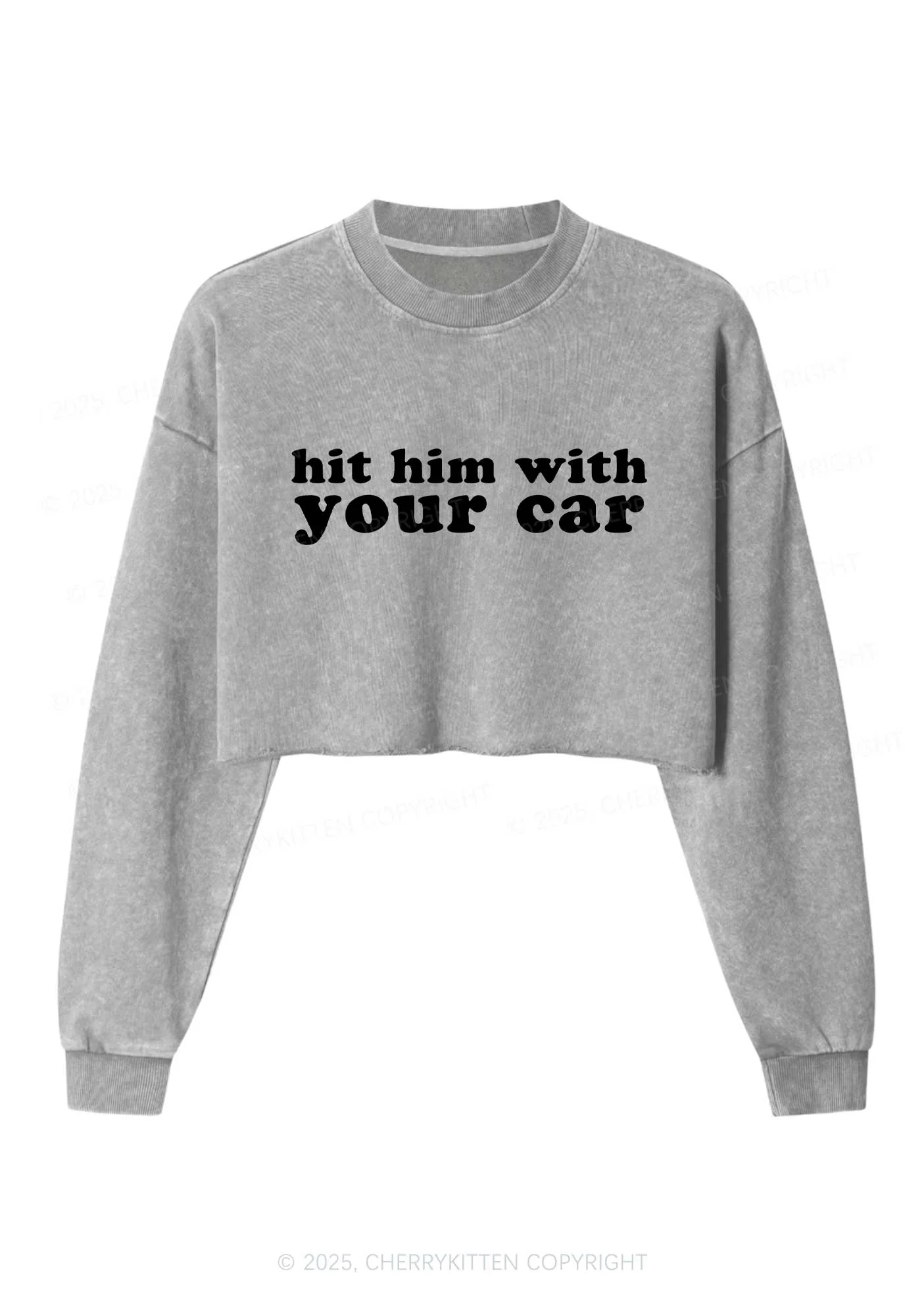 Hit Him Y2K Crop Washed Sweatshirts Cherrykitten - Image 5