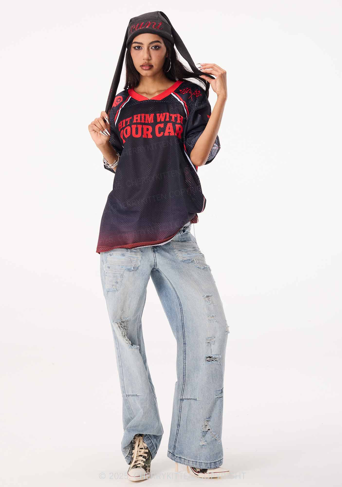 Custom Hit Him Y2K Mesh Jersey Shirts Cherrykitten - Image 4