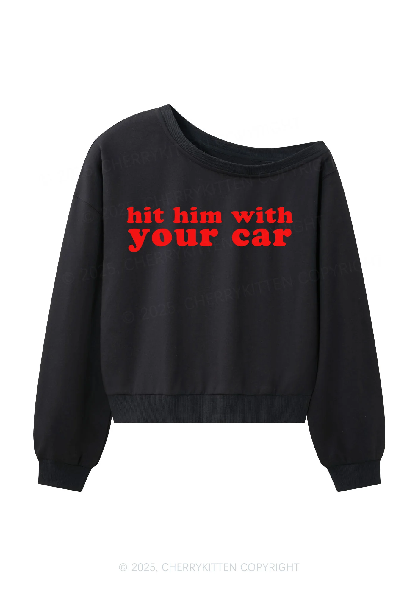 Hit Him Y2K Off Shoulder Sweatshirts Cherrykitten - Image 3