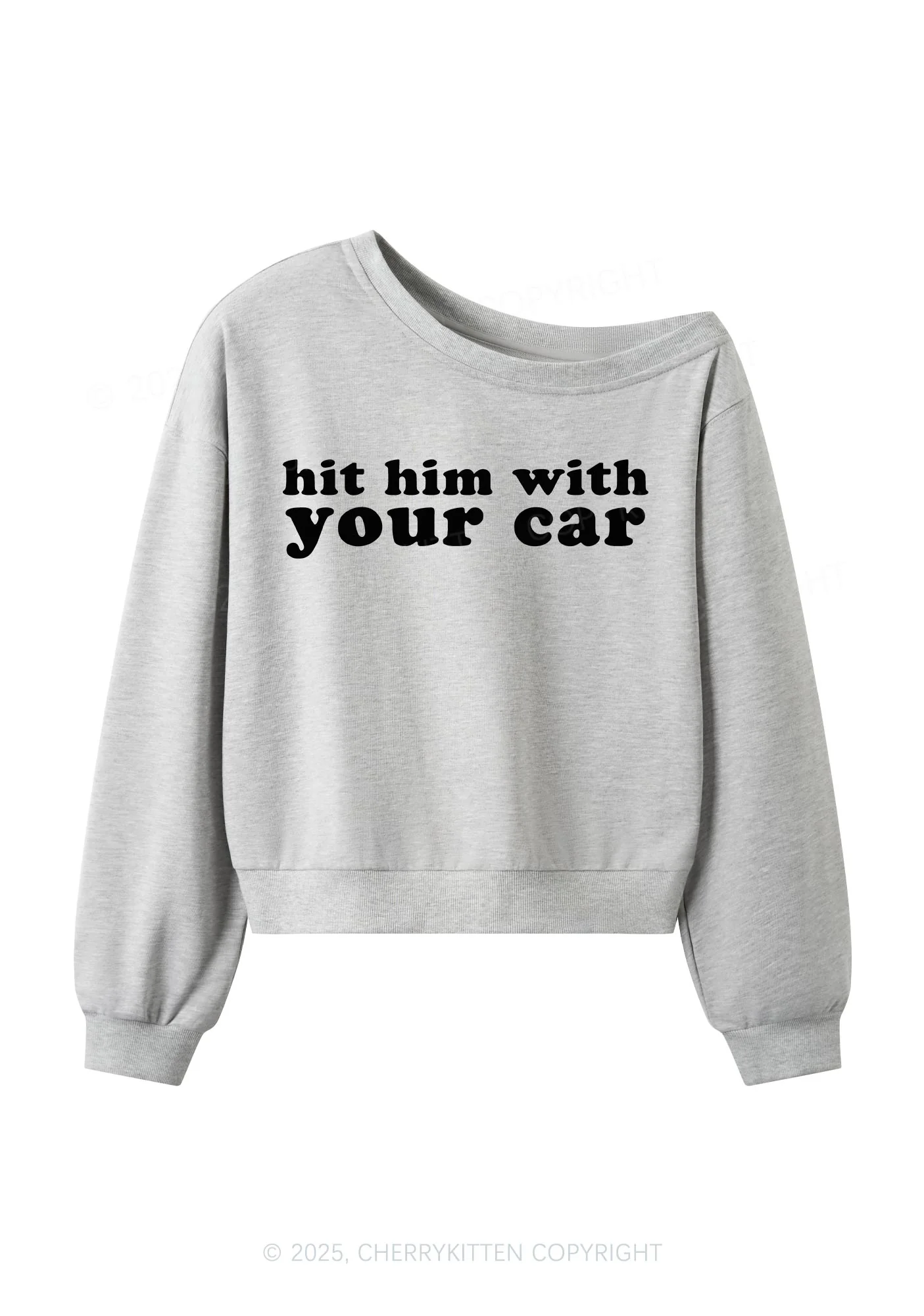 Hit Him Y2K Off Shoulder Sweatshirts Cherrykitten - Image 4