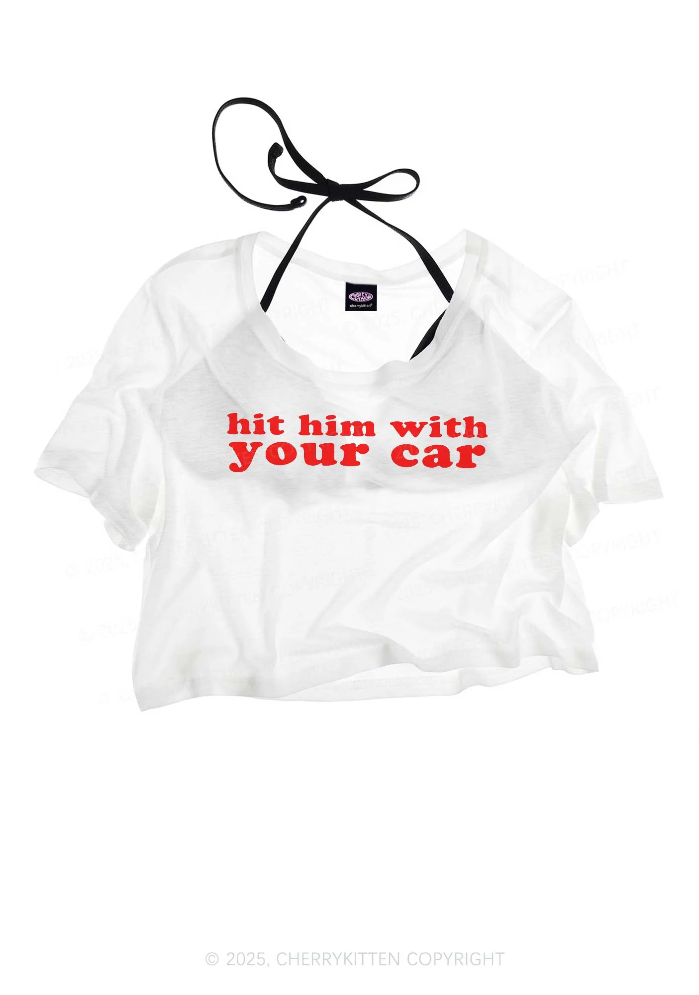 Hit Him Y2K Sheer Crop Tee Cherrykitten - Image 3