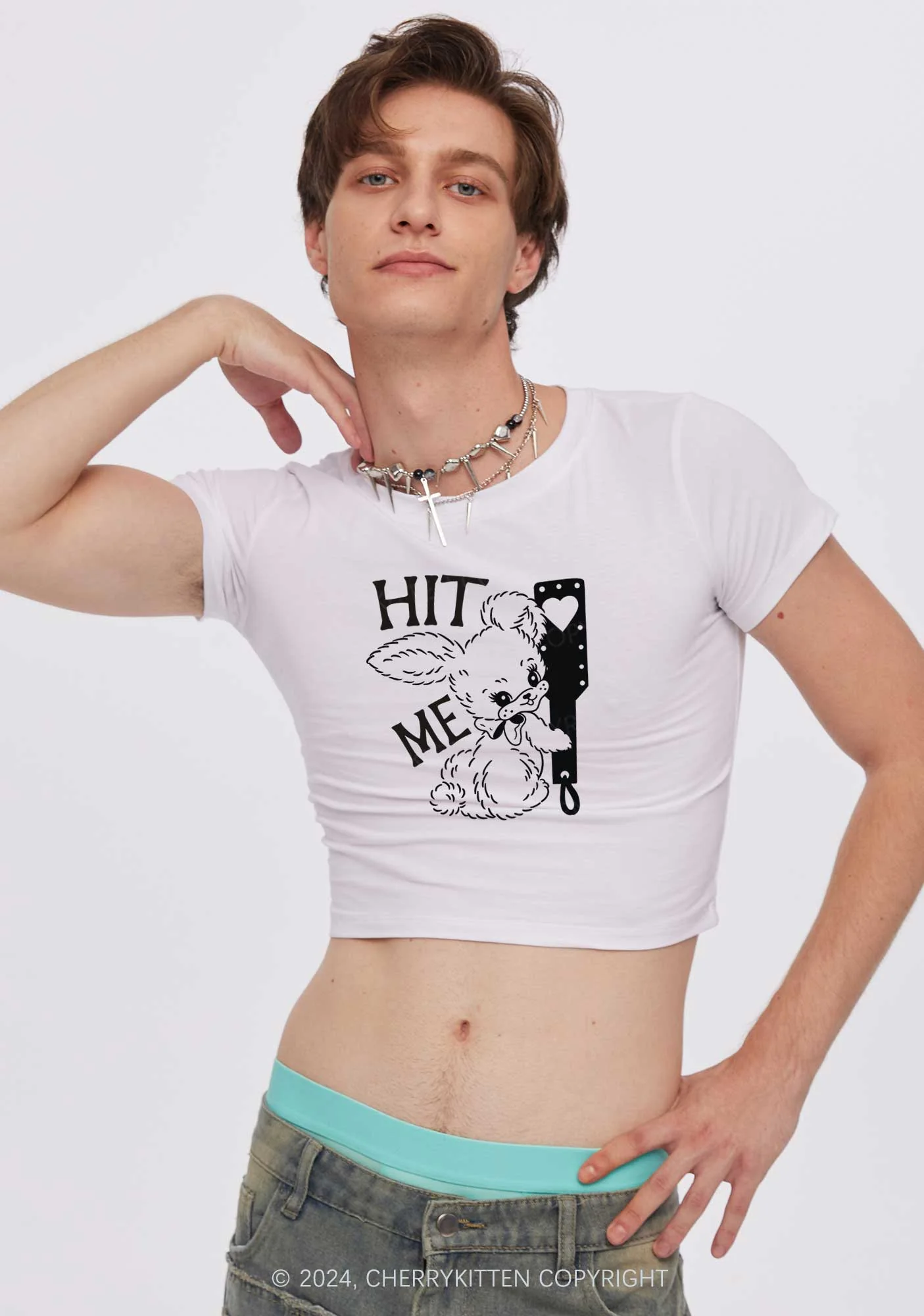 Hit Me Bunny Y2K Baby Tee Cherrykitten - Image 3