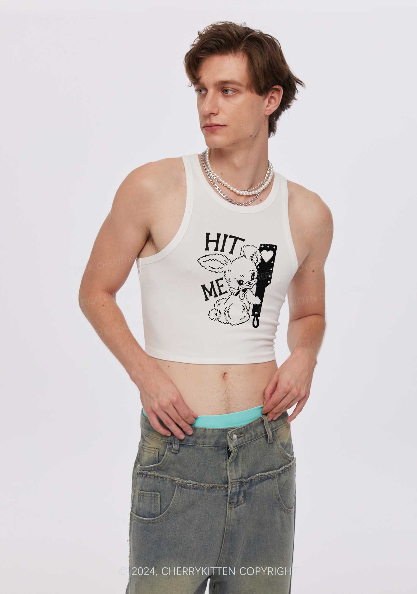 Hit Me Bunny Y2K Crop Tank Top Cherrykitten - Image 2