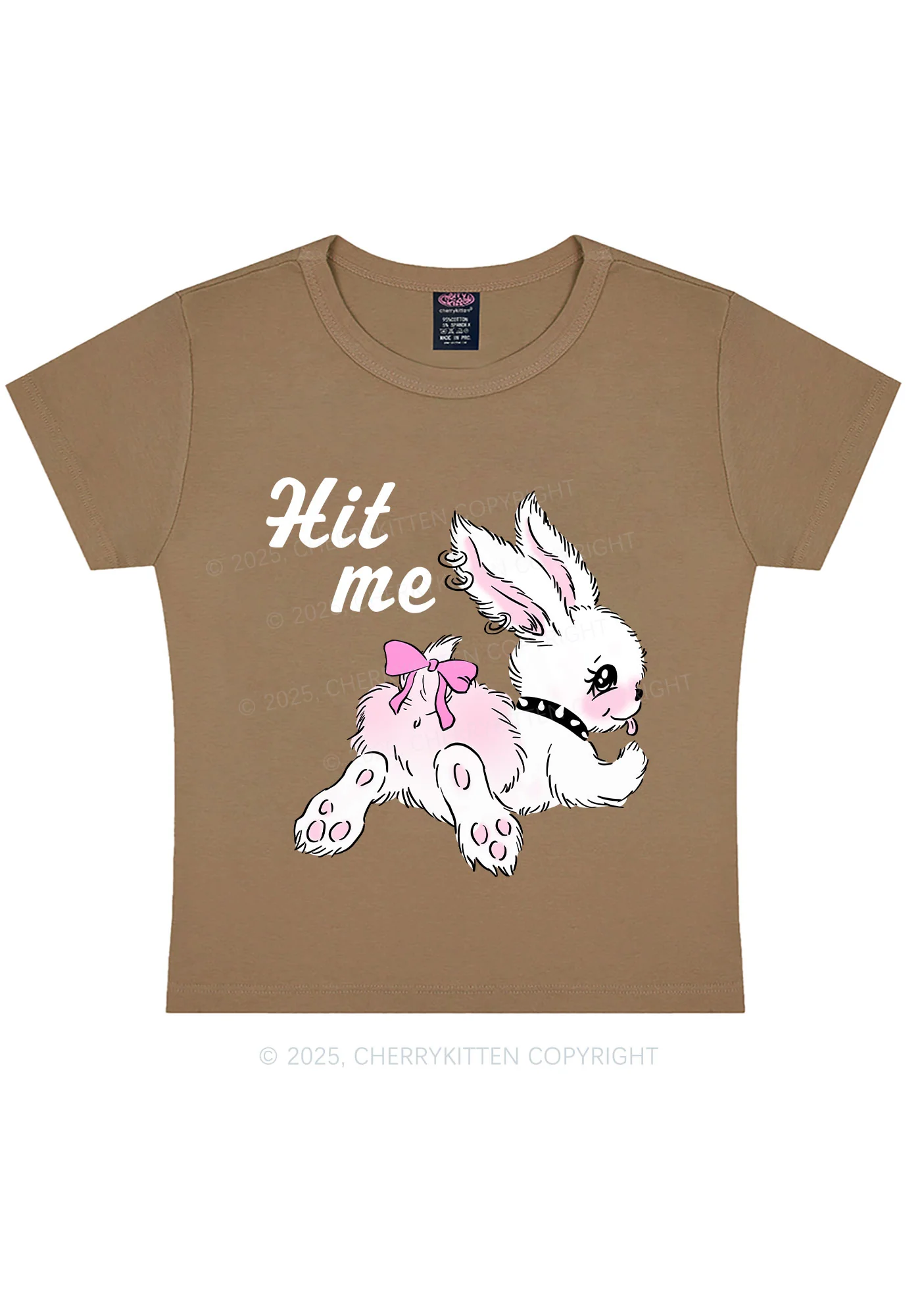 Hit Me White Bunny Y2K Baby Tee Cherrykitten - Image 10