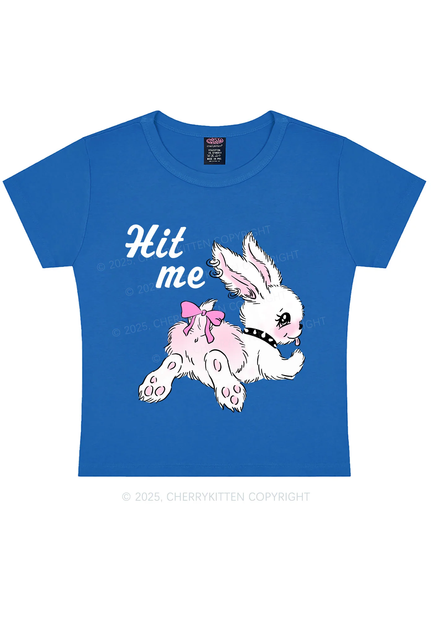 Hit Me White Bunny Y2K Baby Tee Cherrykitten - Image 11