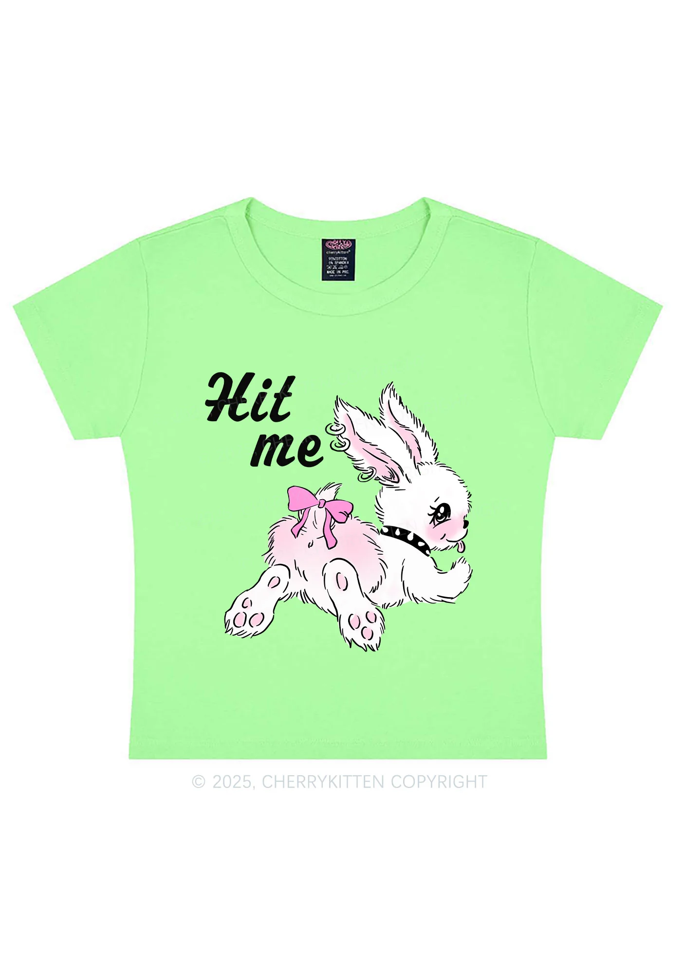 Hit Me White Bunny Y2K Baby Tee Cherrykitten - Image 12