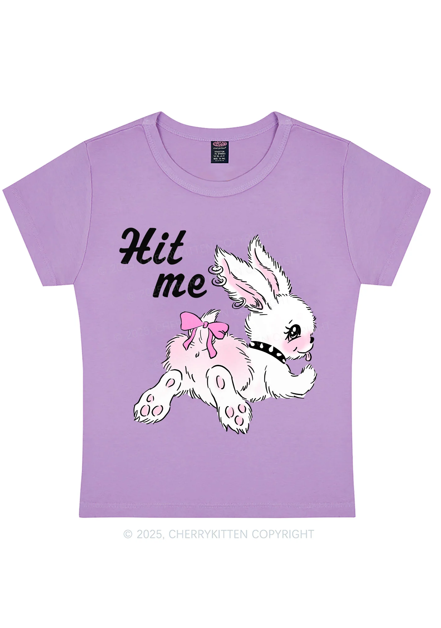 Hit Me White Bunny Y2K Baby Tee Cherrykitten - Image 4