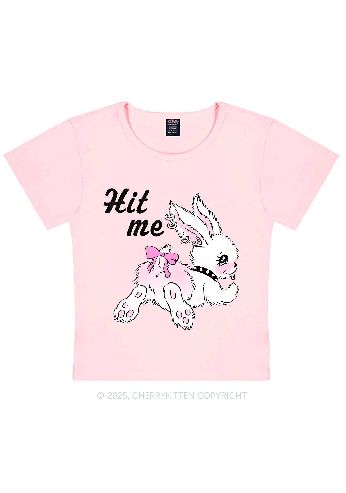 Hit Me White Bunny Y2K Baby Tee Cherrykitten - Image 8