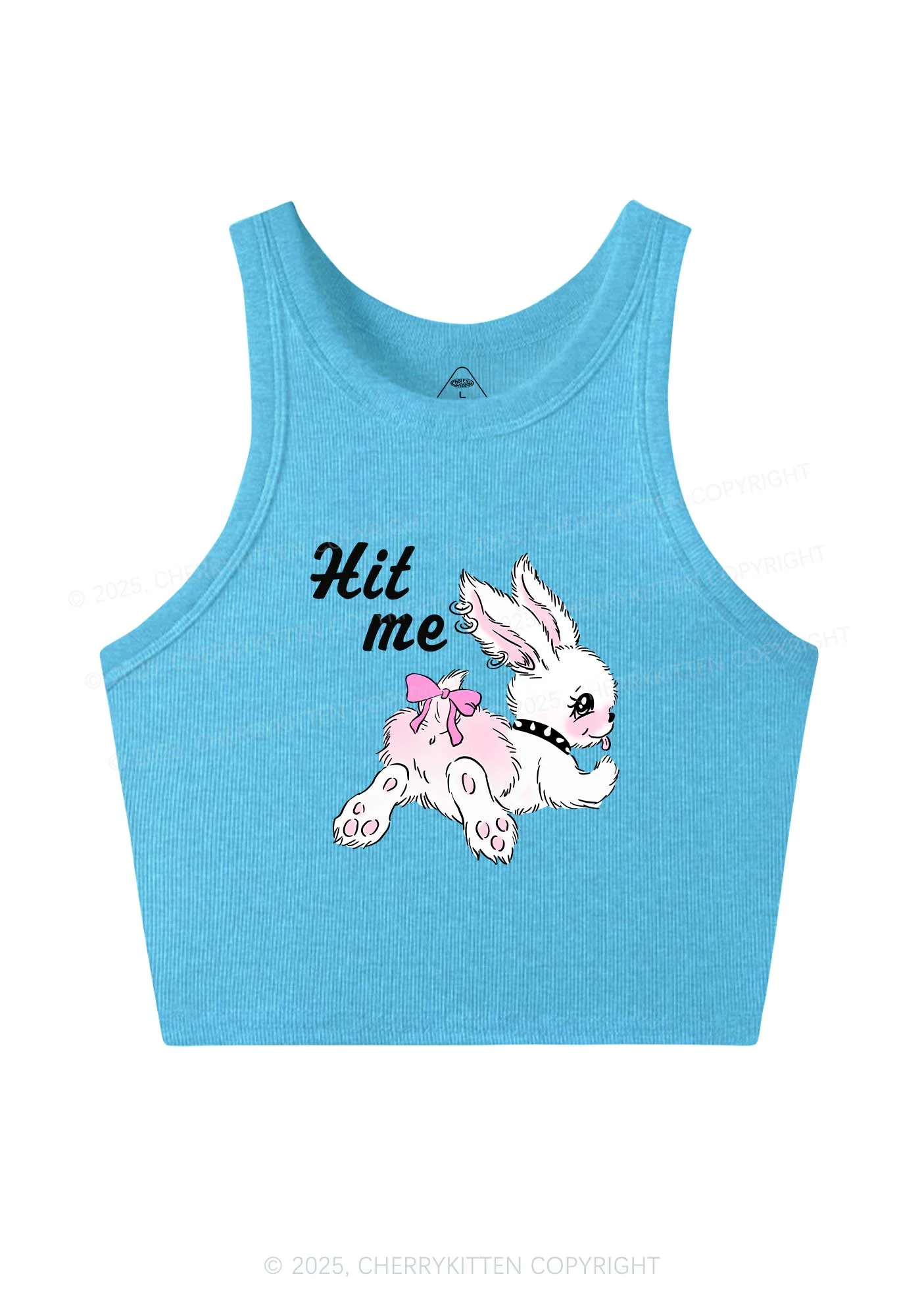 Hit Me White Bunny Y2K Crop Tank Top Cherrykitten - Image 4