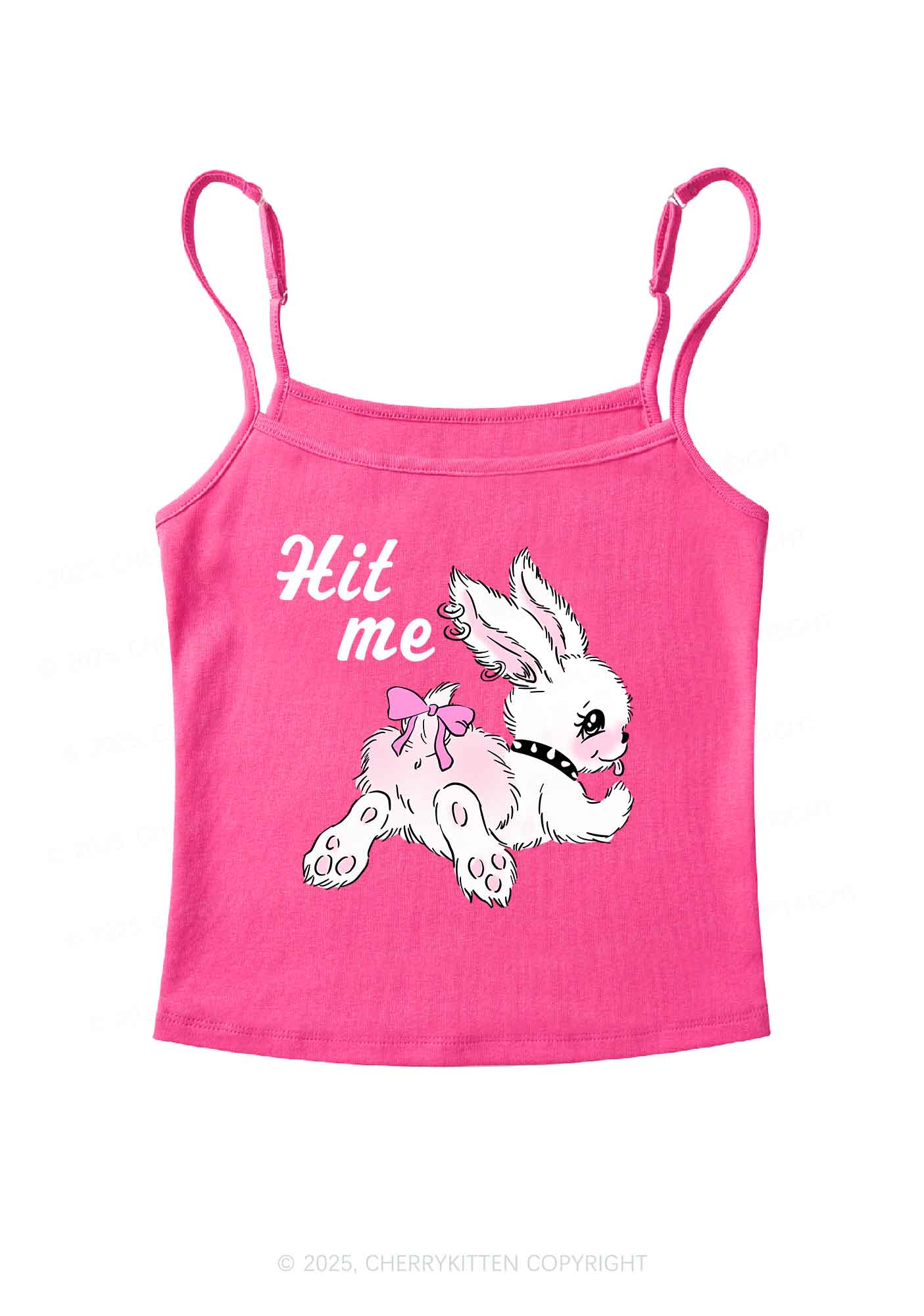 Hit Me White Bunny Y2K Spaghetti Strap Cami Cherrykitten - Image 3