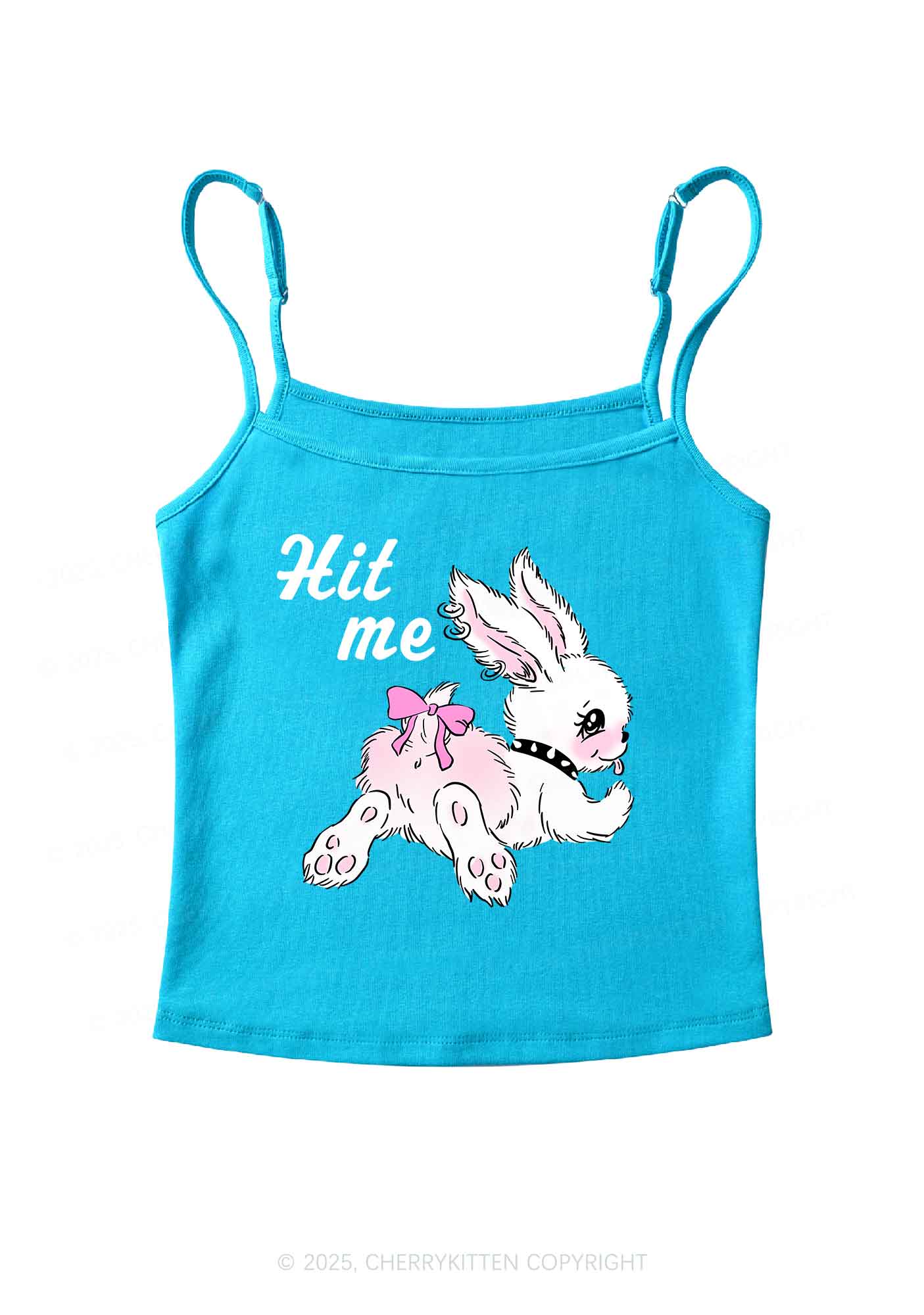 Hit Me White Bunny Y2K Spaghetti Strap Cami Cherrykitten - Image 5