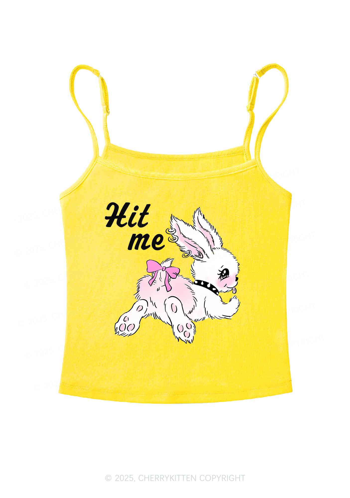 Hit Me White Bunny Y2K Spaghetti Strap Cami Cherrykitten - Image 6