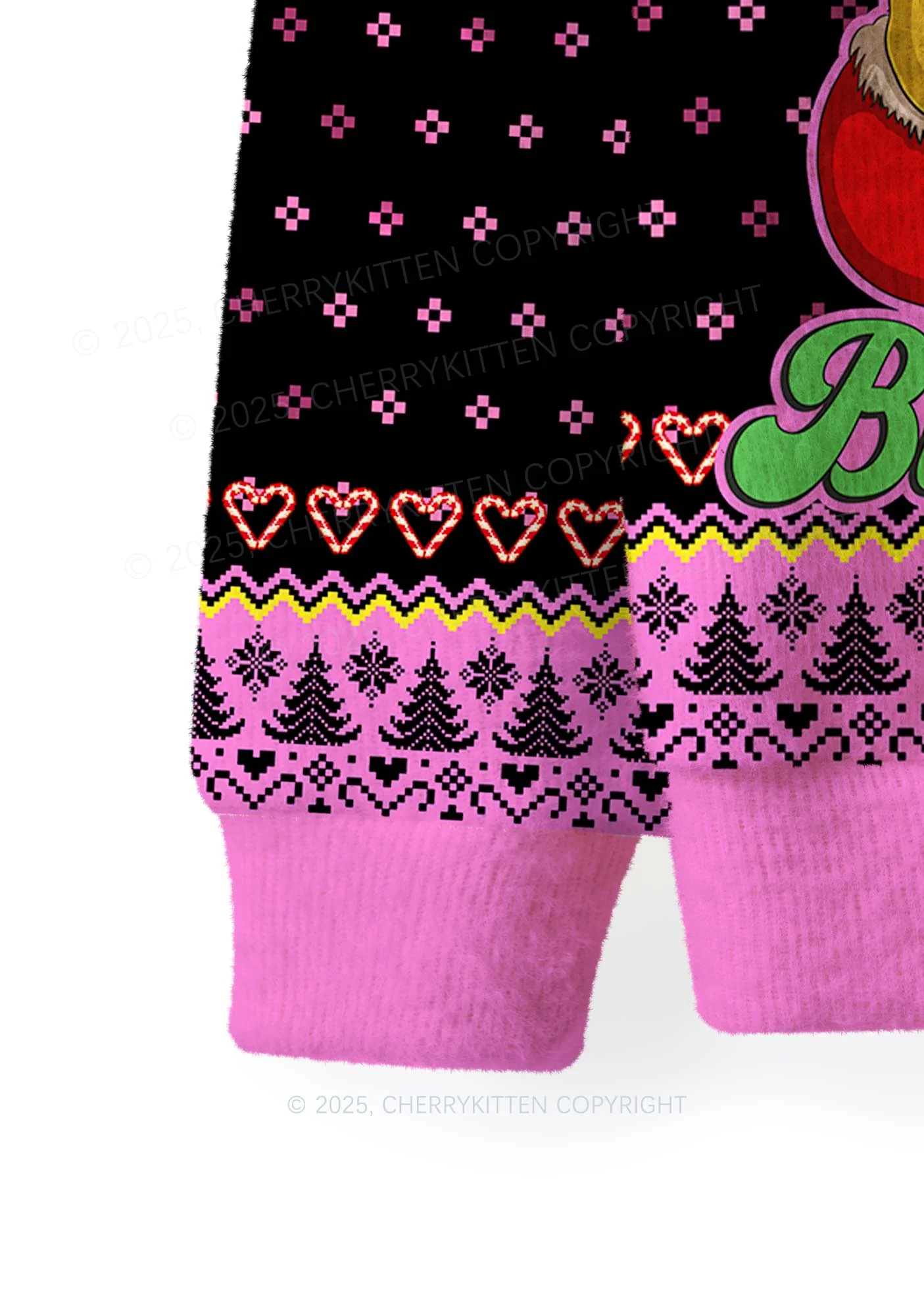 Ho Ho Ho Bxxches Y2K Christmas Knit Sweatshirt Cherrykitten - Image 4