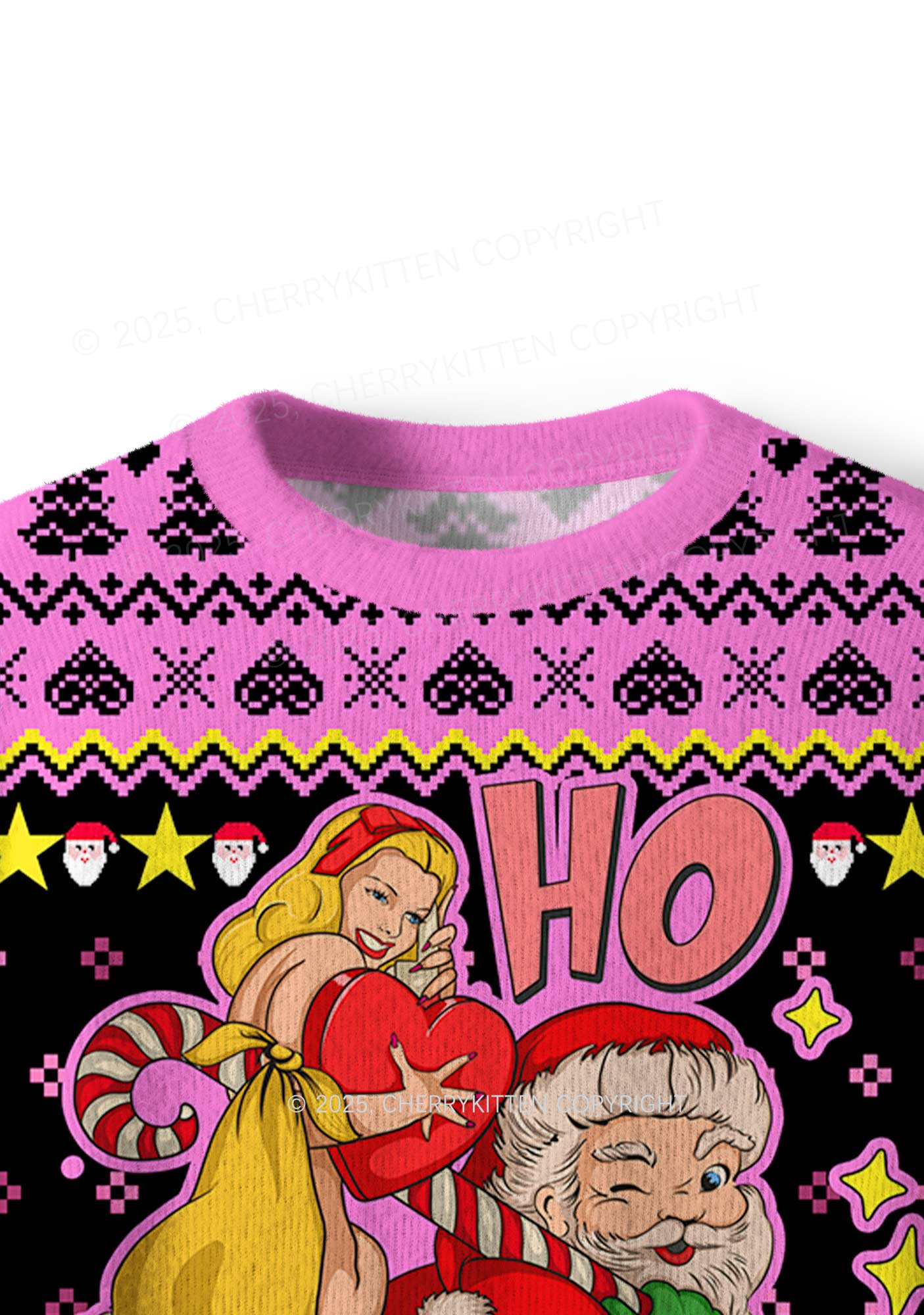 Ho Ho Ho Bxxches Y2K Christmas Knit Sweatshirt Cherrykitten - Image 5