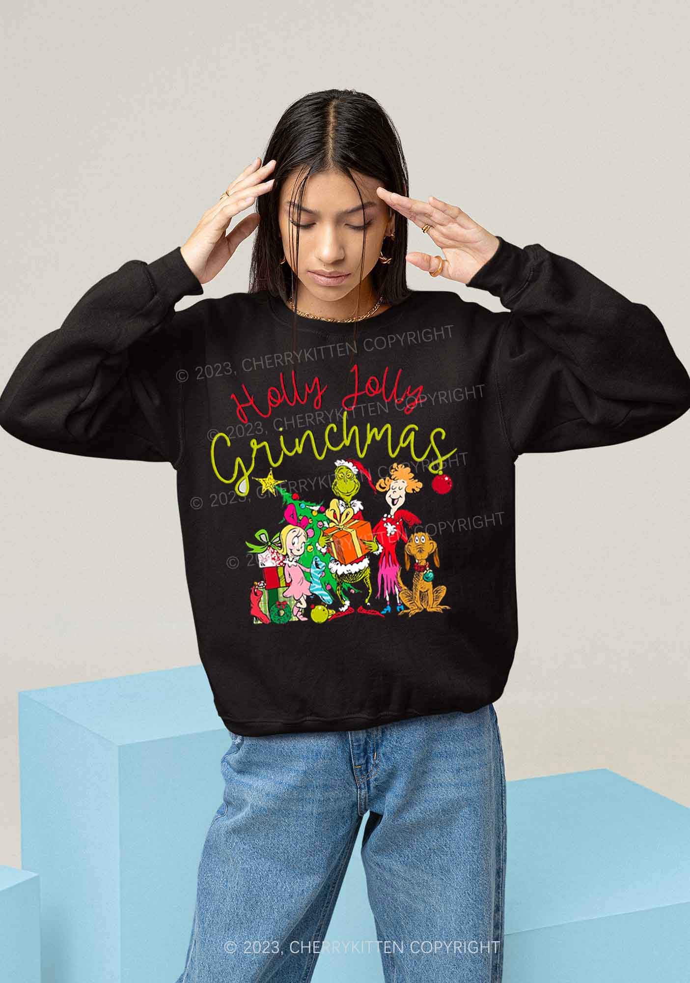 Holly Jolly Christmas Y2K Sweatshirt Cherrykitten - Image 2