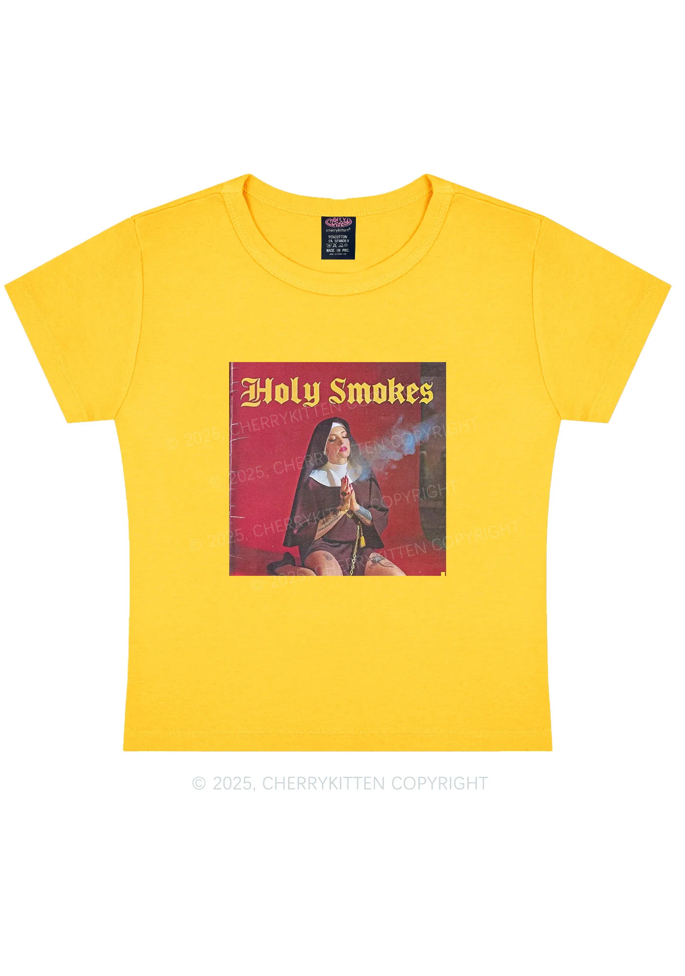 Holy Smokes Y2K Baby Tee Cherrykitten - Image 4