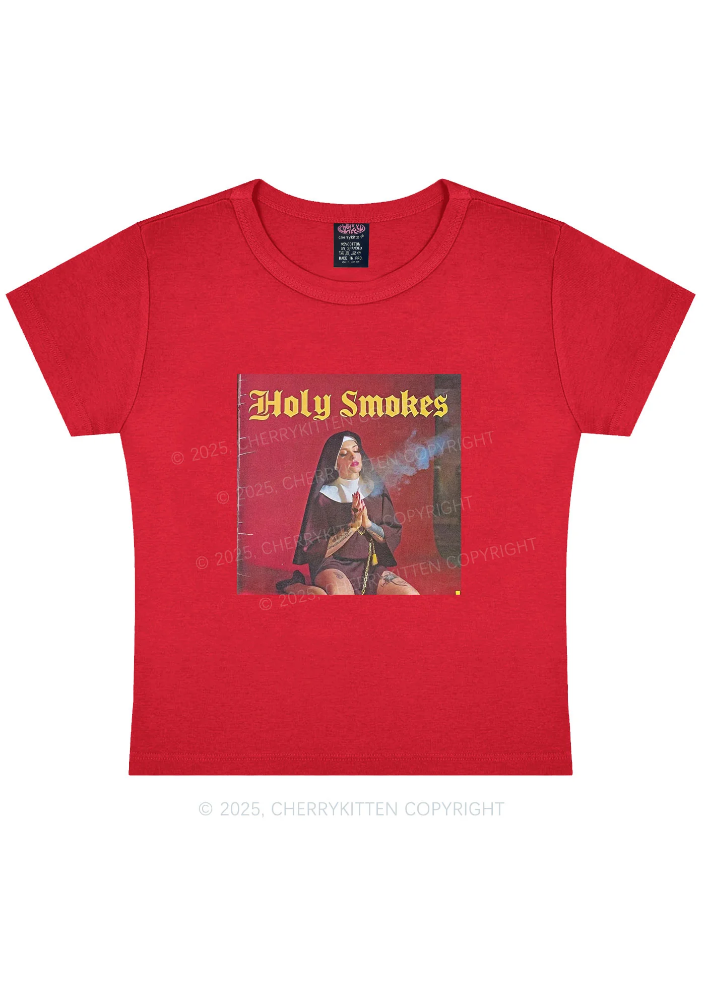 Holy Smokes Y2K Baby Tee Cherrykitten - Image 5