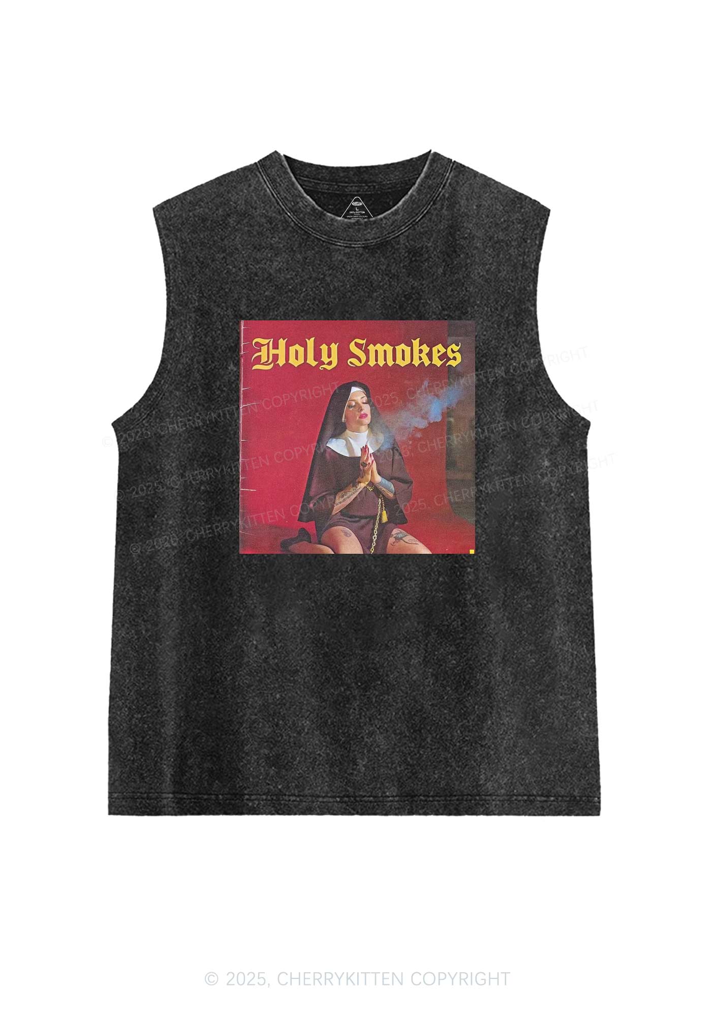 Holy Smokes Y2K Washed Tank Cherrykitten - Image 3