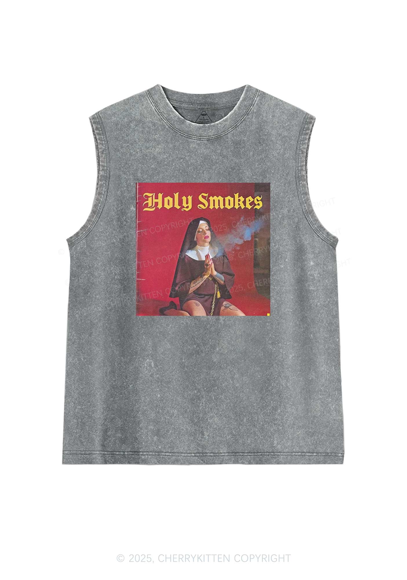 Holy Smokes Y2K Washed Tank Cherrykitten - Image 6