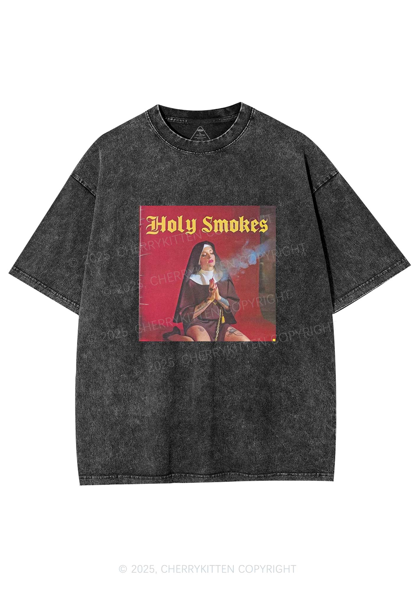 Holy Smokes Y2K Washed Tee Cherrykitten - Image 3