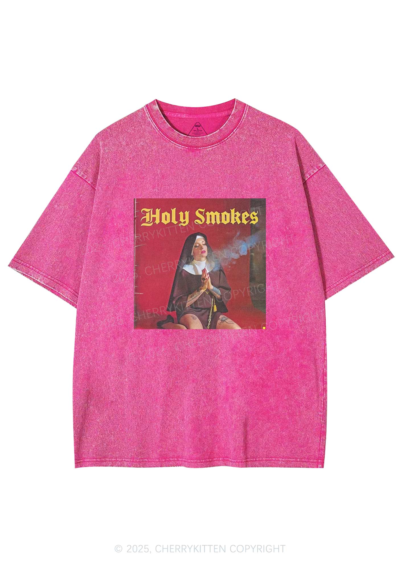 Holy Smokes Y2K Washed Tee Cherrykitten - Image 4