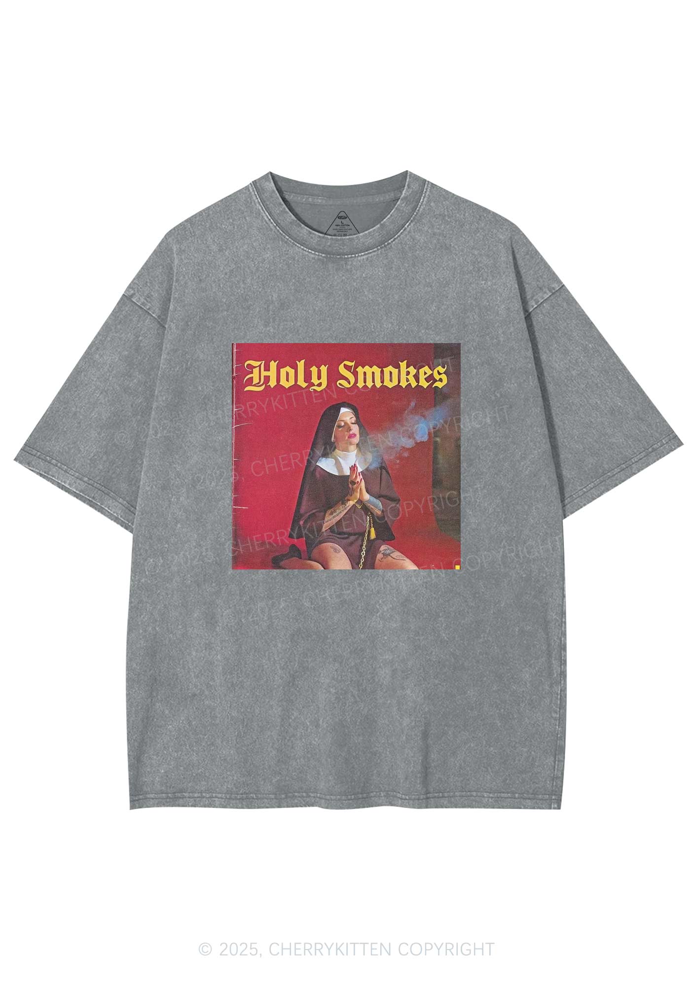 Holy Smokes Y2K Washed Tee Cherrykitten - Image 6