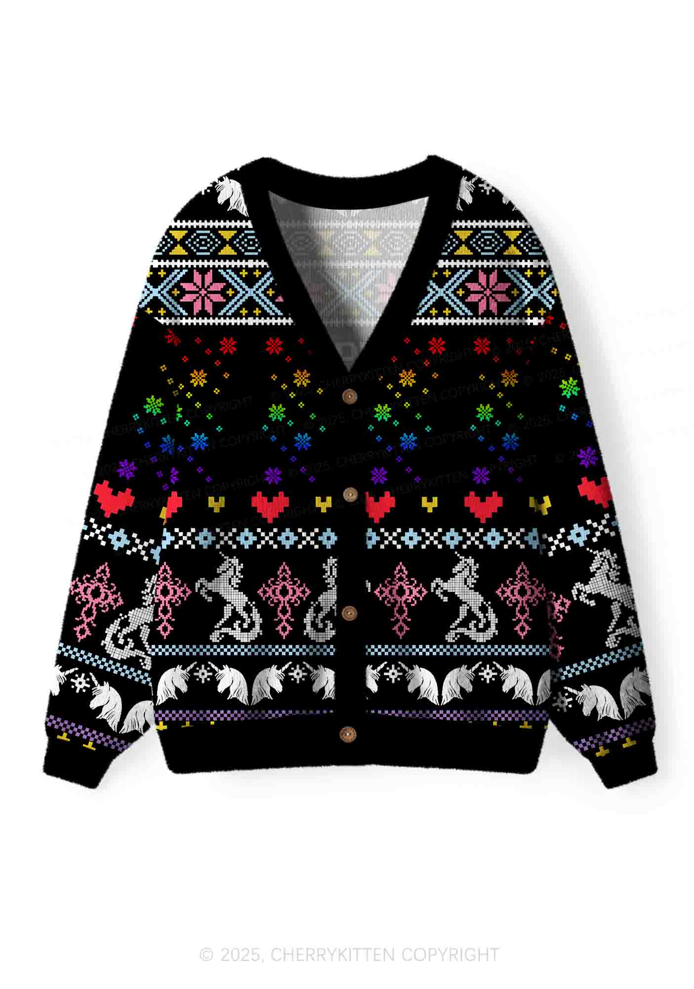 Homophobia Is Gay Pride Y2K Christmas Cardigan Knit Sweatshirt Cherrykitten - Image 2