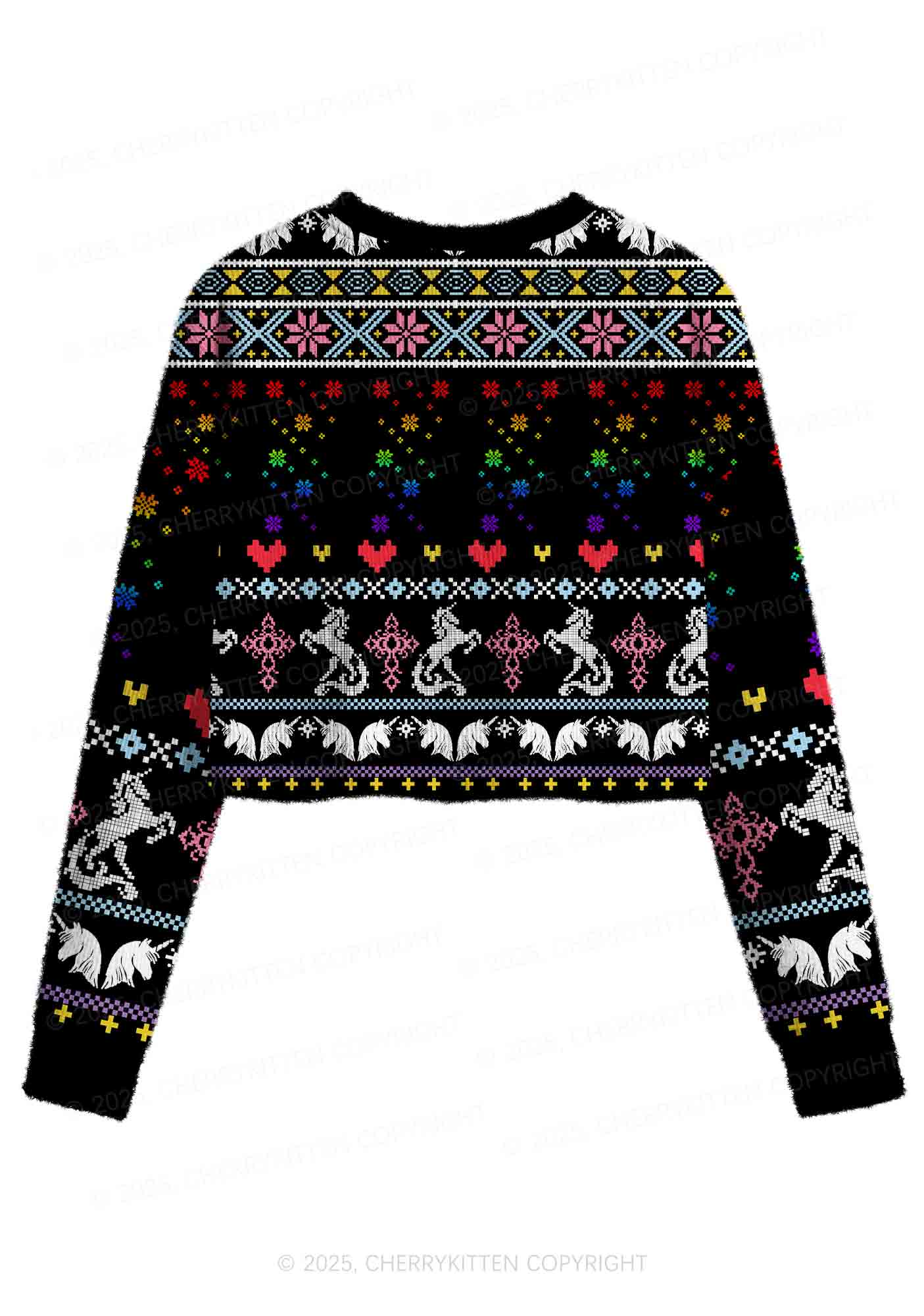 Homophobia Is Gay Pride Y2K Christmas Crop Knit Sweatshirt Cherrykitten - Image 2
