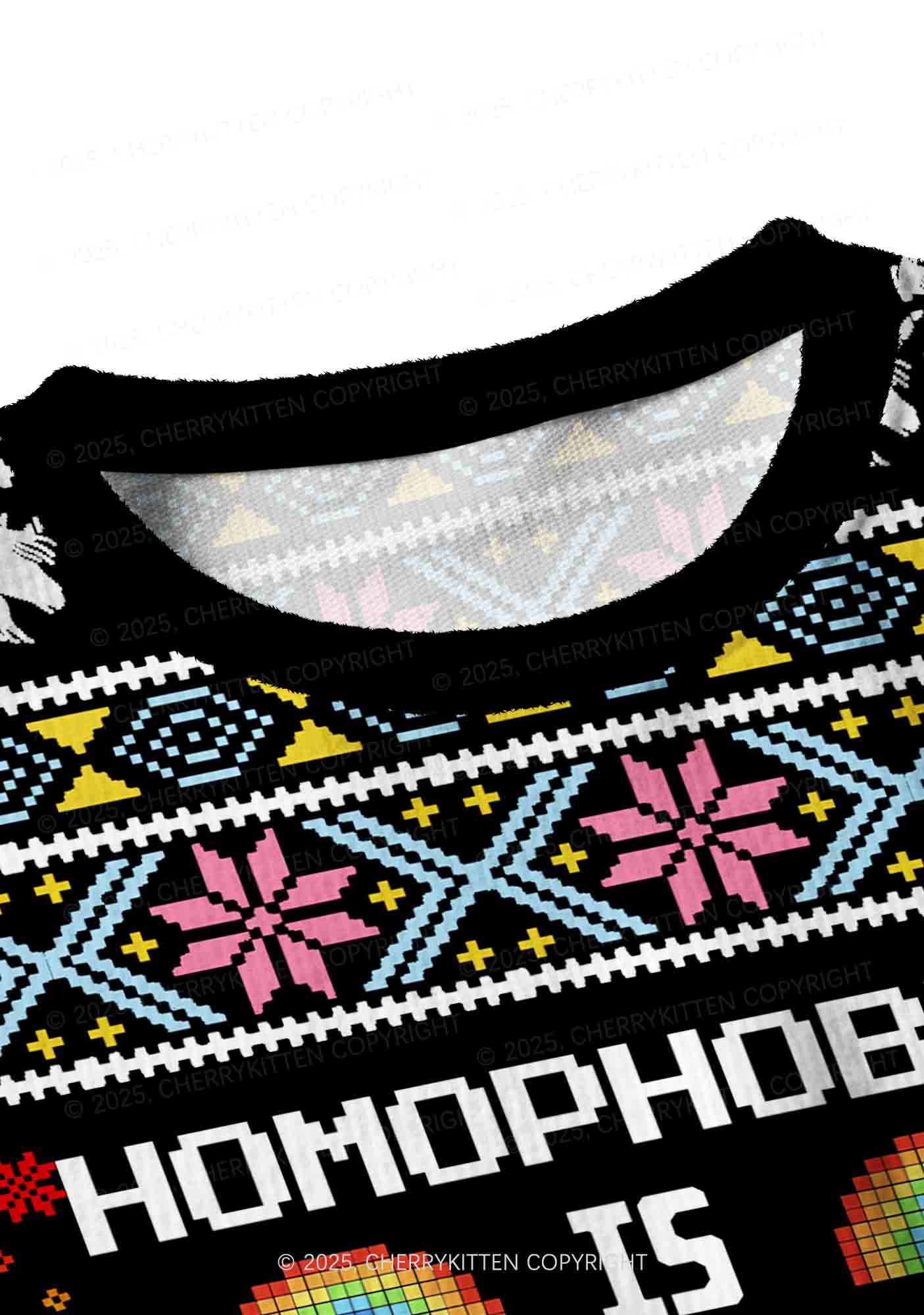 Homophobia Is Gay Pride Y2K Christmas Crop Knit Sweatshirt Cherrykitten - Image 4
