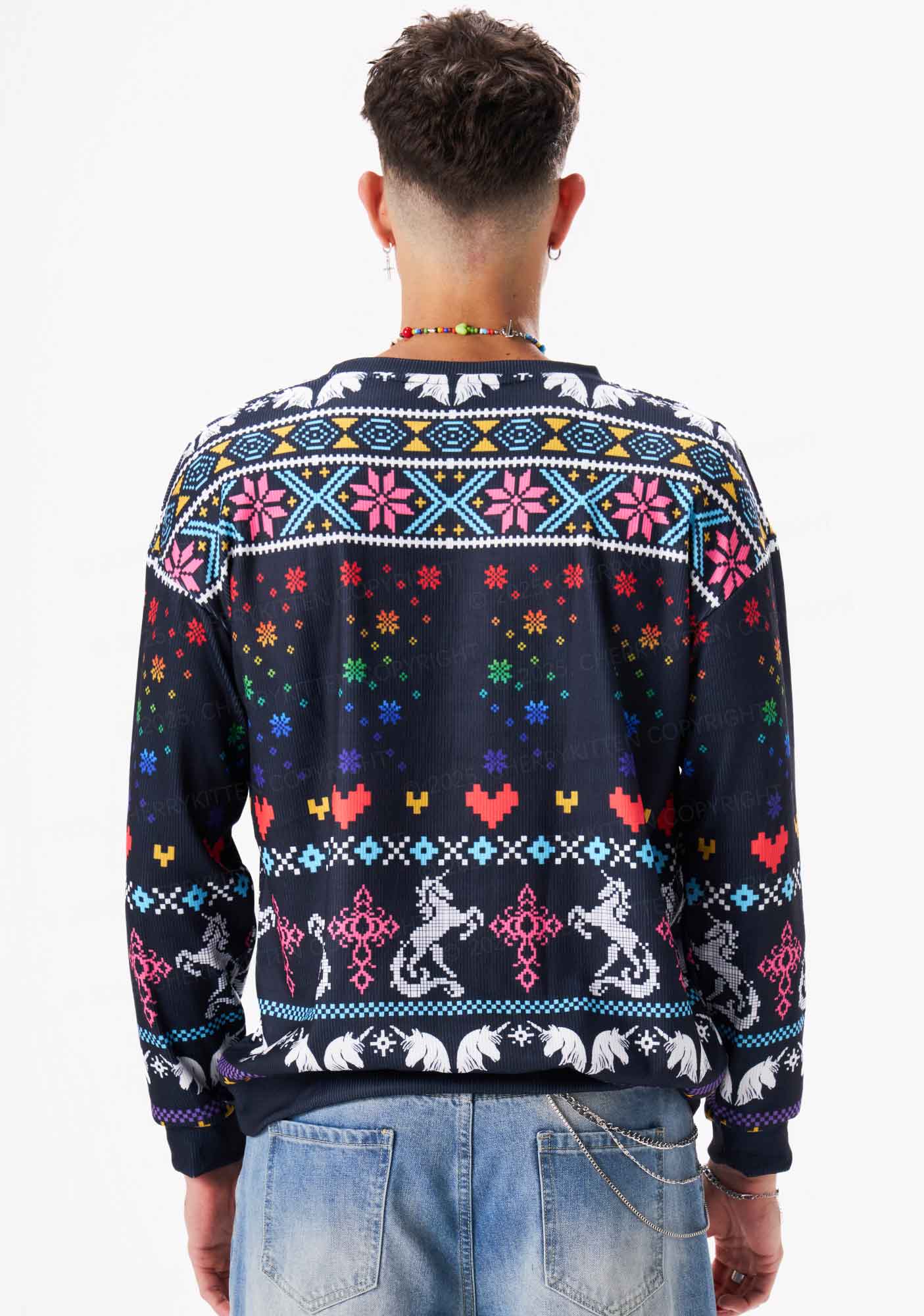 Homophobia Is Gay Pride Y2K Christmas Knit Sweatshirt Cherrykitten - Image 3