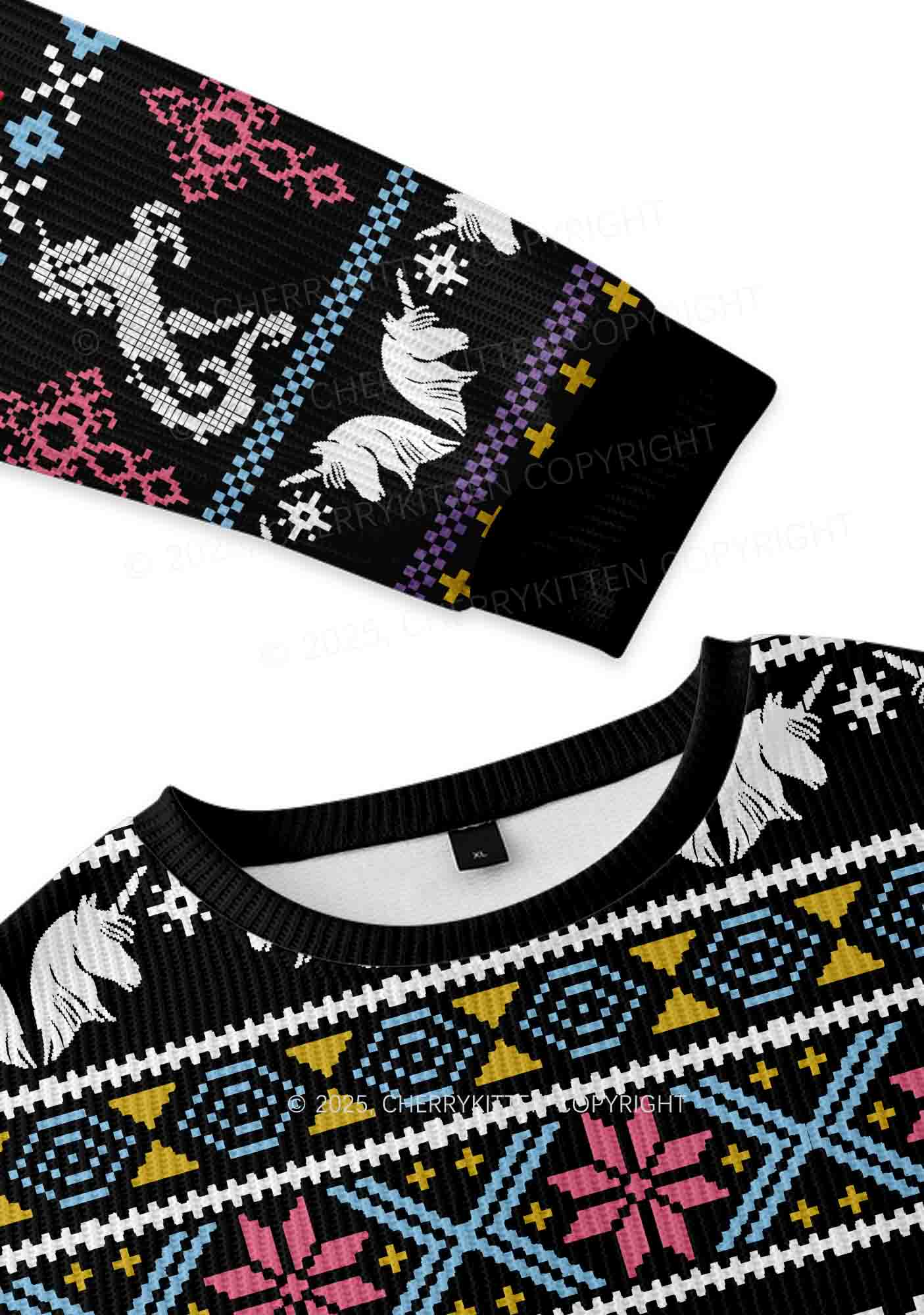 Homophobia Is Gay Pride Y2K Christmas Knit Sweatshirt Cherrykitten - Image 5