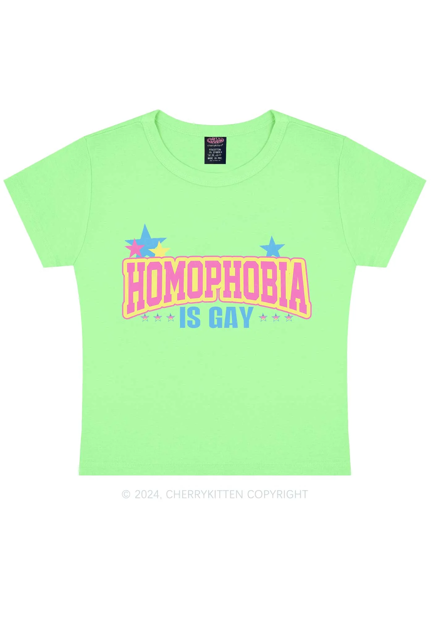 Homophobia Is Gay Y2K Baby Tee Cherrykitten - Image 12