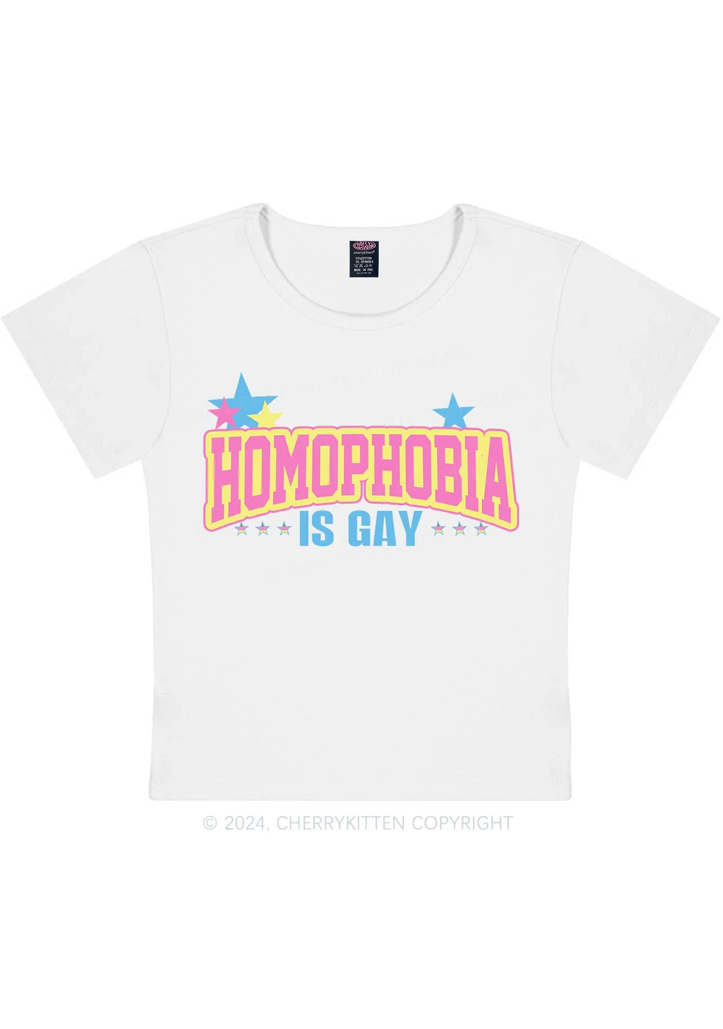 Homophobia Is Gay Y2K Baby Tee Cherrykitten - Image 5