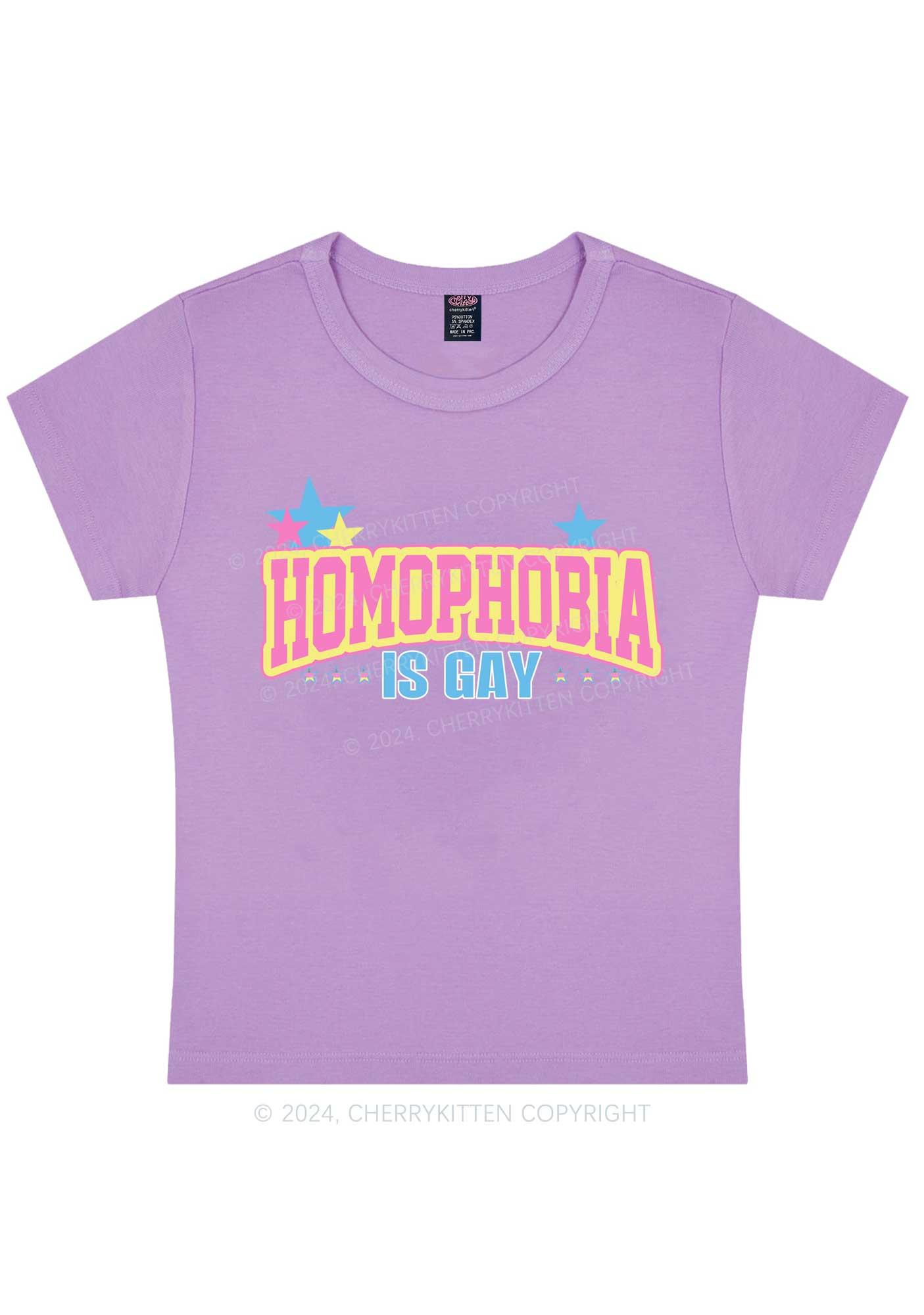 Homophobia Is Gay Y2K Baby Tee Cherrykitten - Image 6