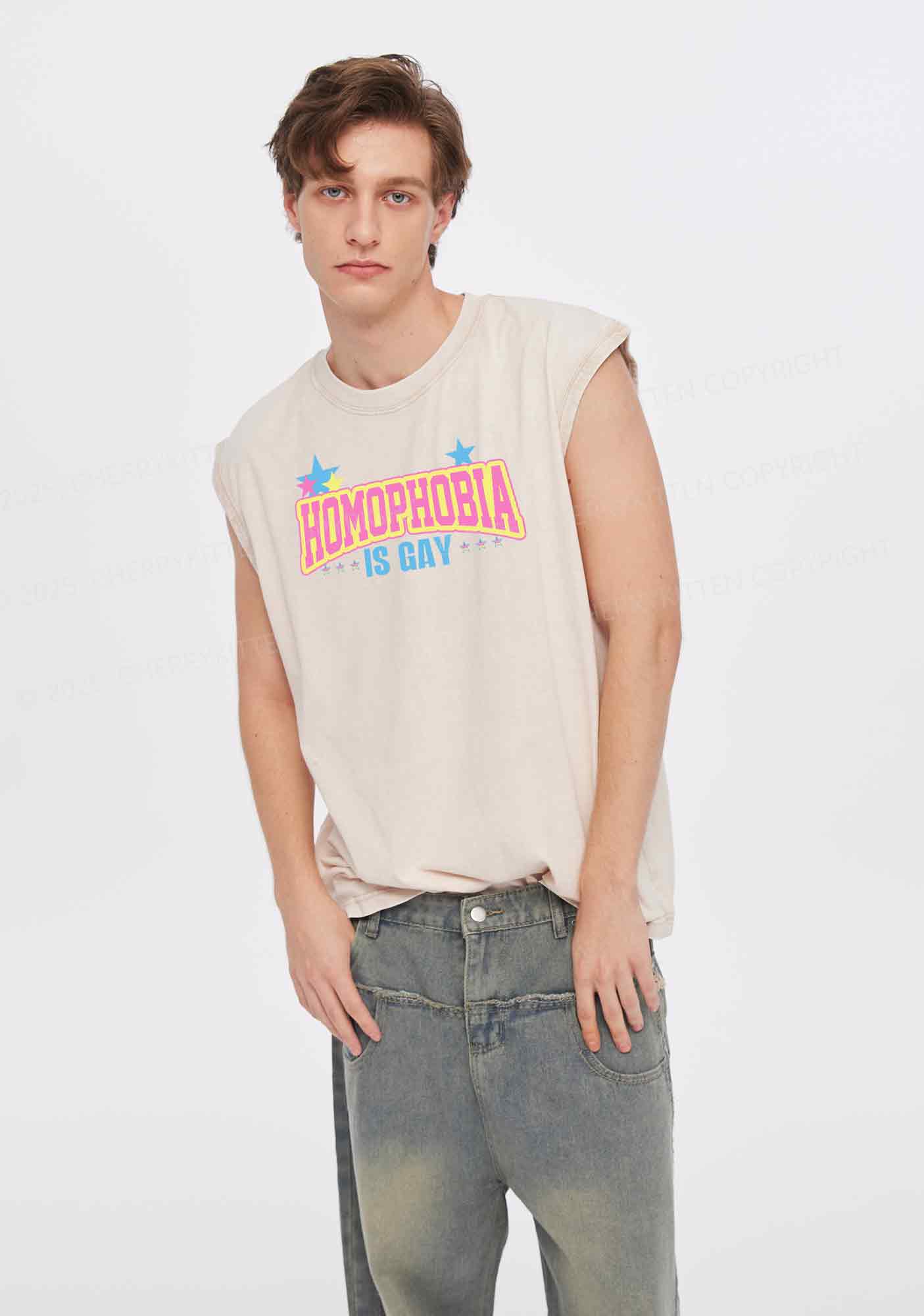 Homophobia Is Gay Y2K Washed Tank Cherrykitten - Image 2