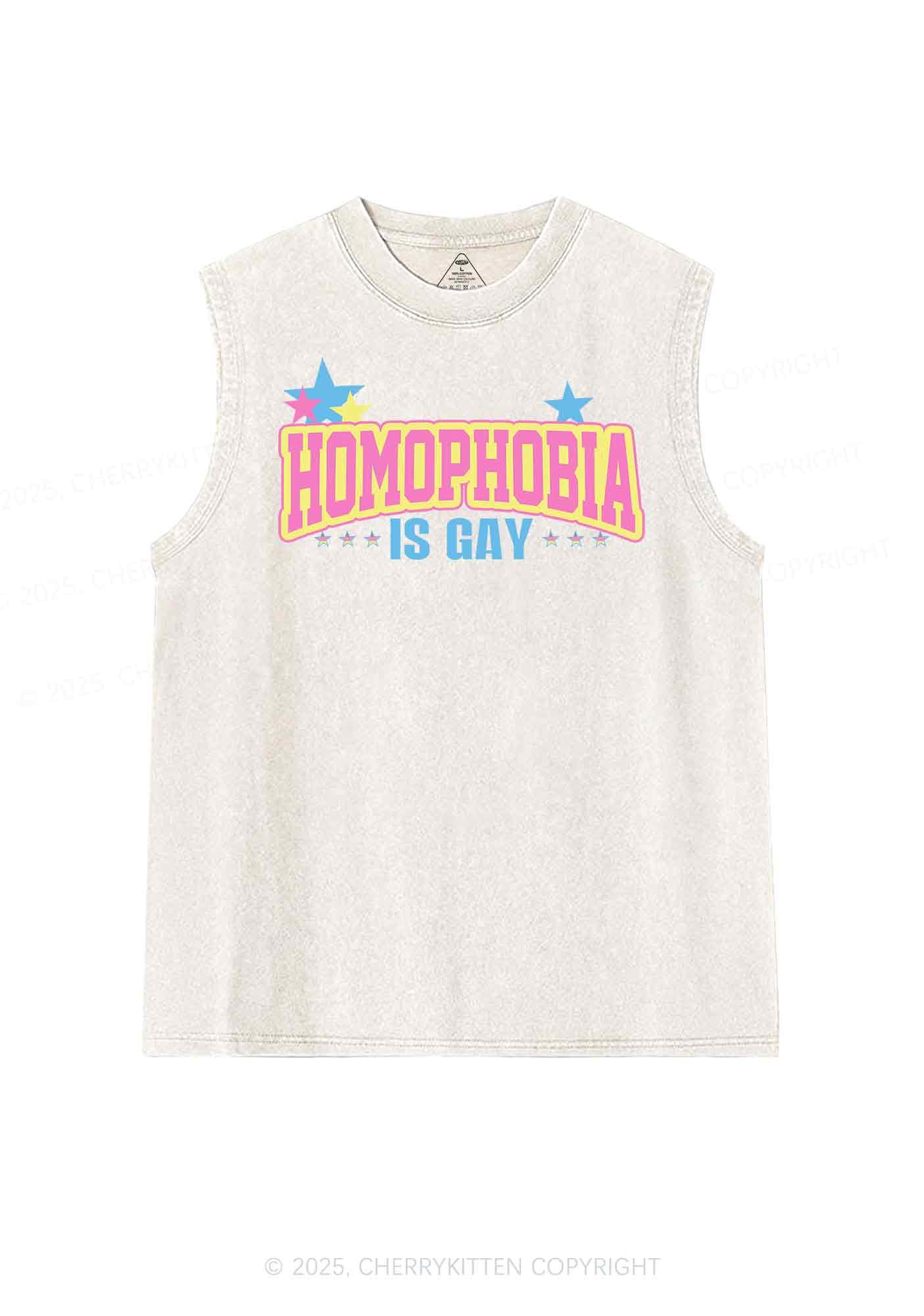 Homophobia Is Gay Y2K Washed Tank Cherrykitten - Image 4