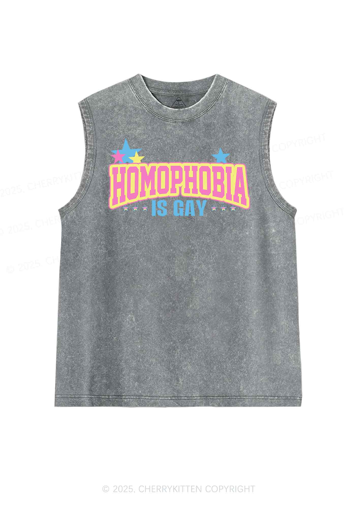 Homophobia Is Gay Y2K Washed Tank Cherrykitten - Image 5